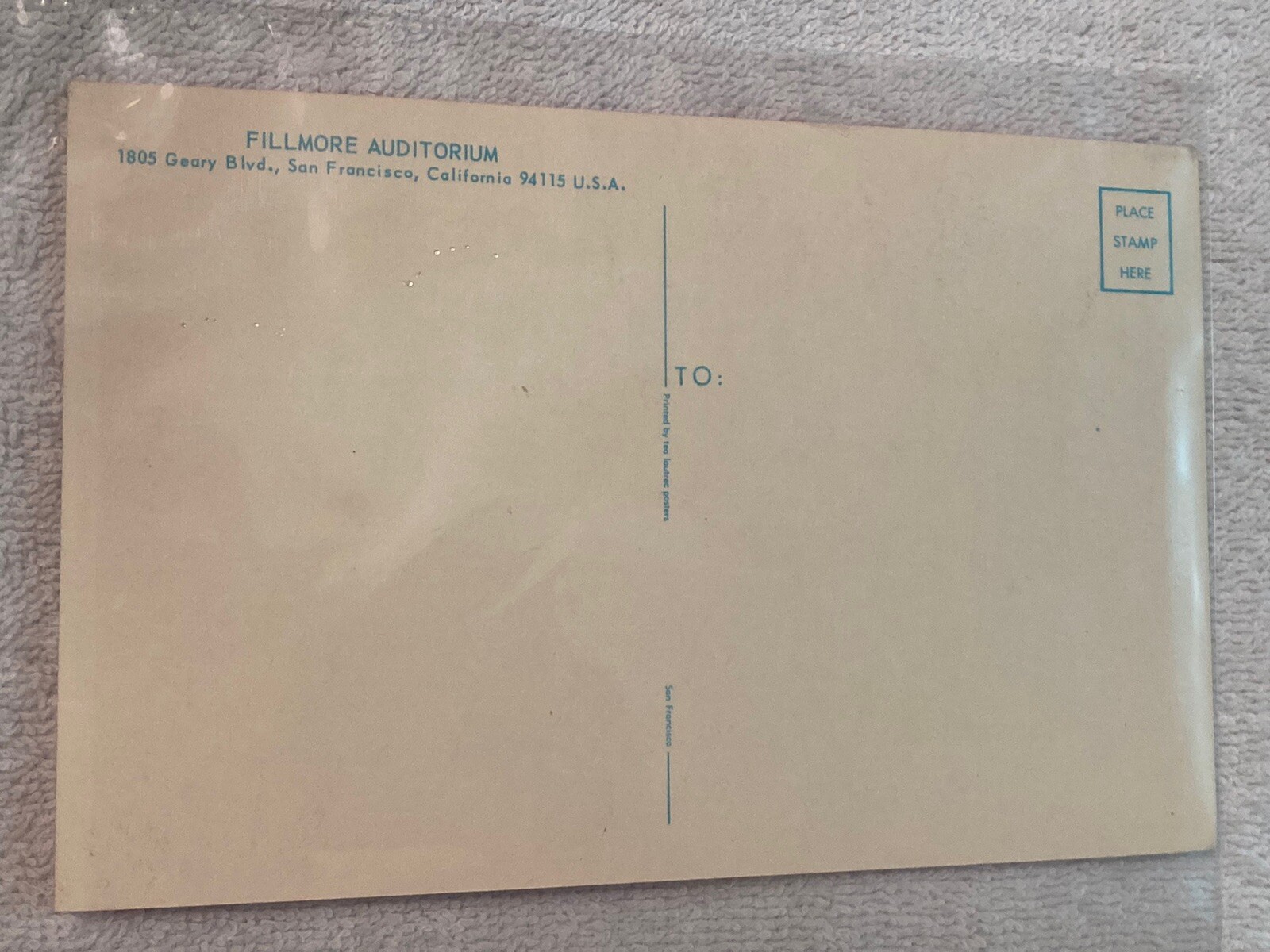 The Fillmore West Postcard BIG BROTHER & THE HOLDING COMPANY / JANIS JOPLIN 1968