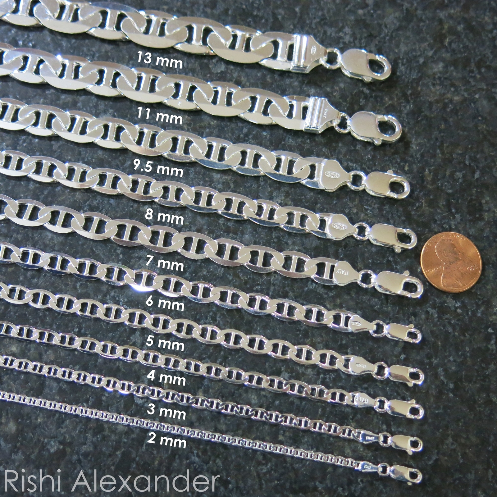 Real Solid 925 Sterling Silver Mens Mariner Chain Link Bracelet or Necklace