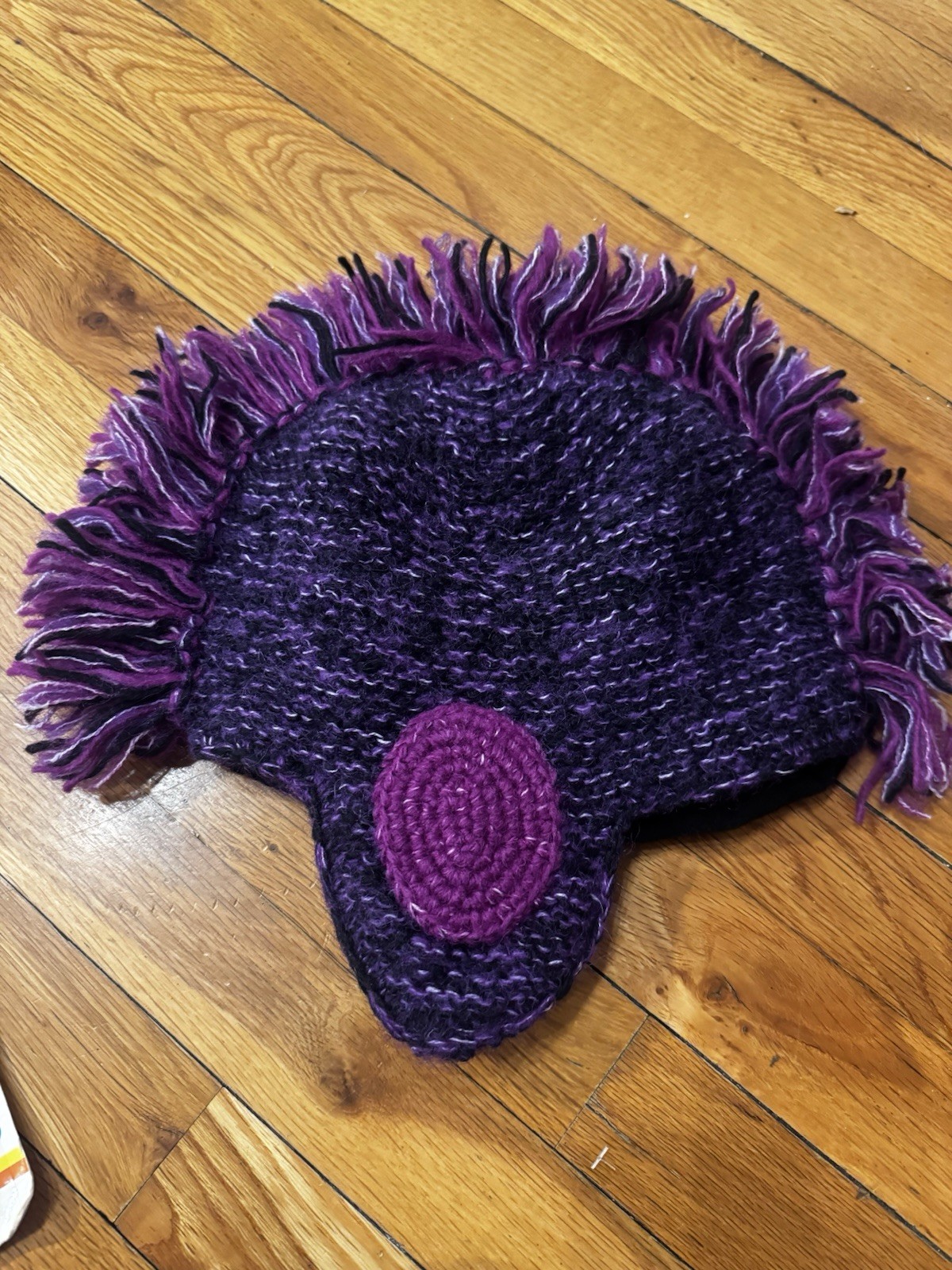 Nirvanna Designs Purple Knit Mohawk Hat Handmade Wool Adult OSFM Nepal