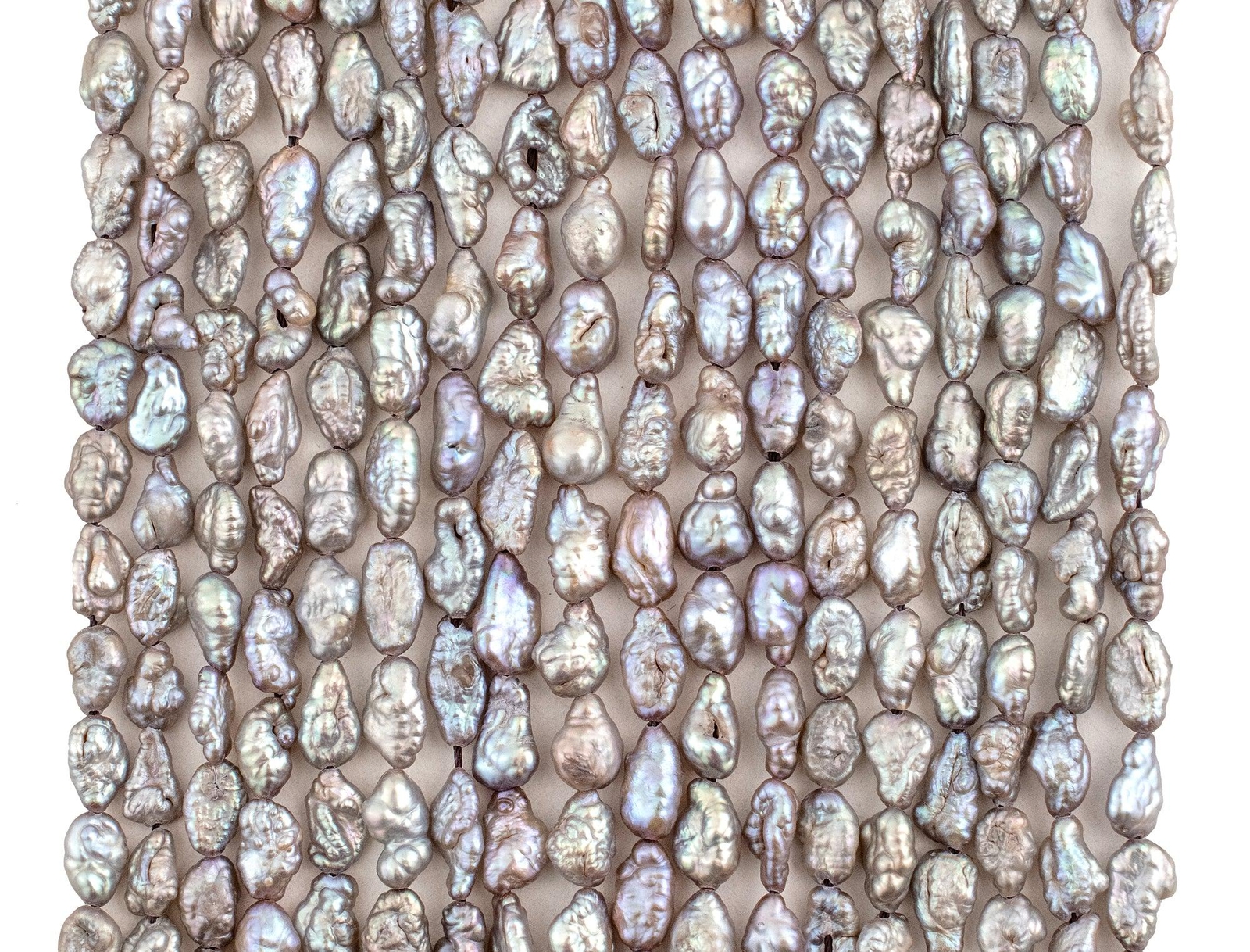 Iridescent Grey Vintage Japanese Rice Pearl Beads 4mm Oval 16 Inch Strand