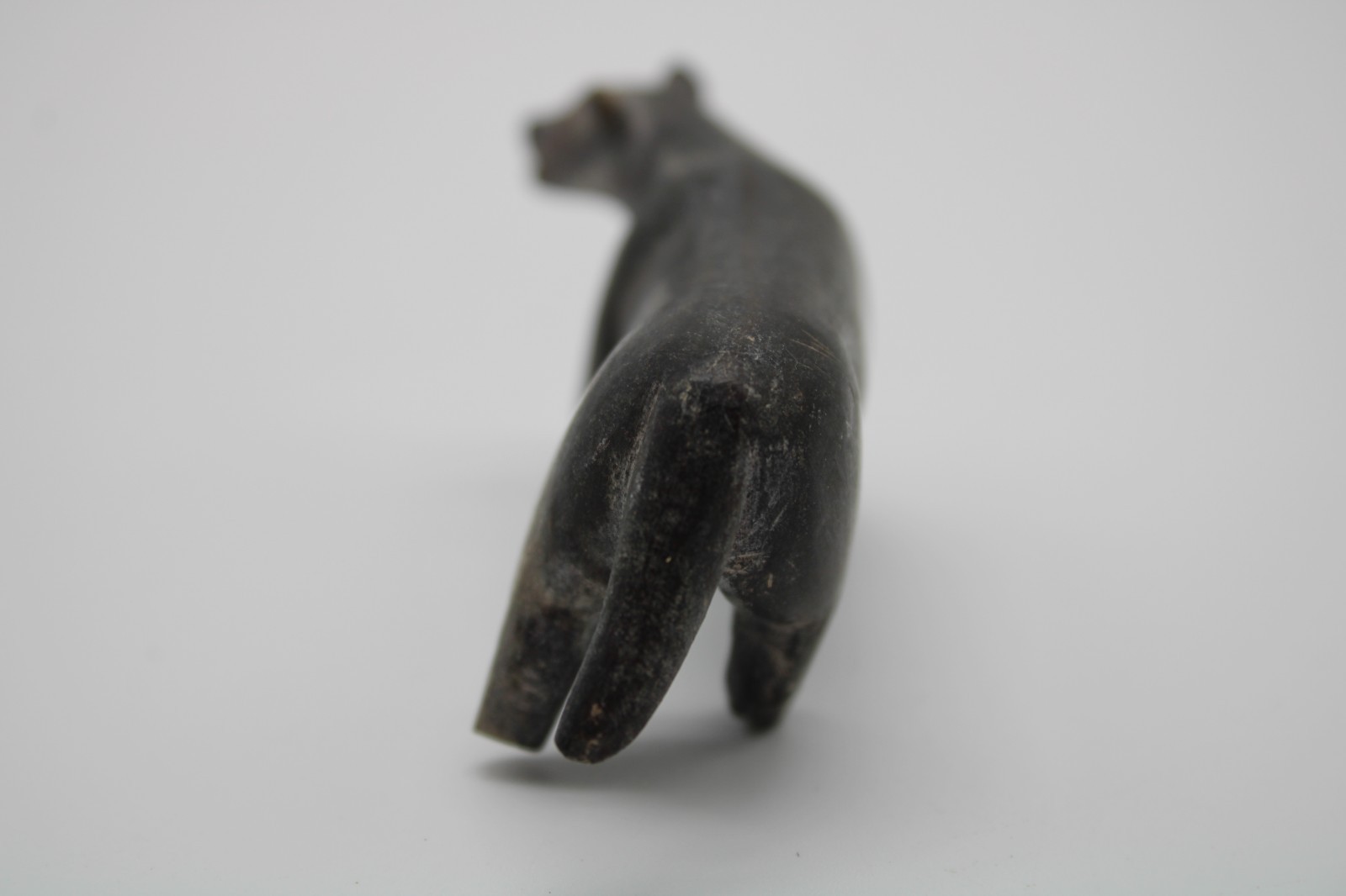 19th Century Inupiat Inuit Carved Stone Hunting Wolf Effigy / Fetish - 2.8”