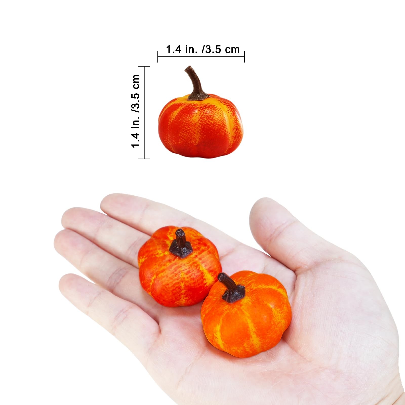 Winlyn 64 Pcs Mini Fall Artificial Harvest Pumpkins Orange 1.4 inches,