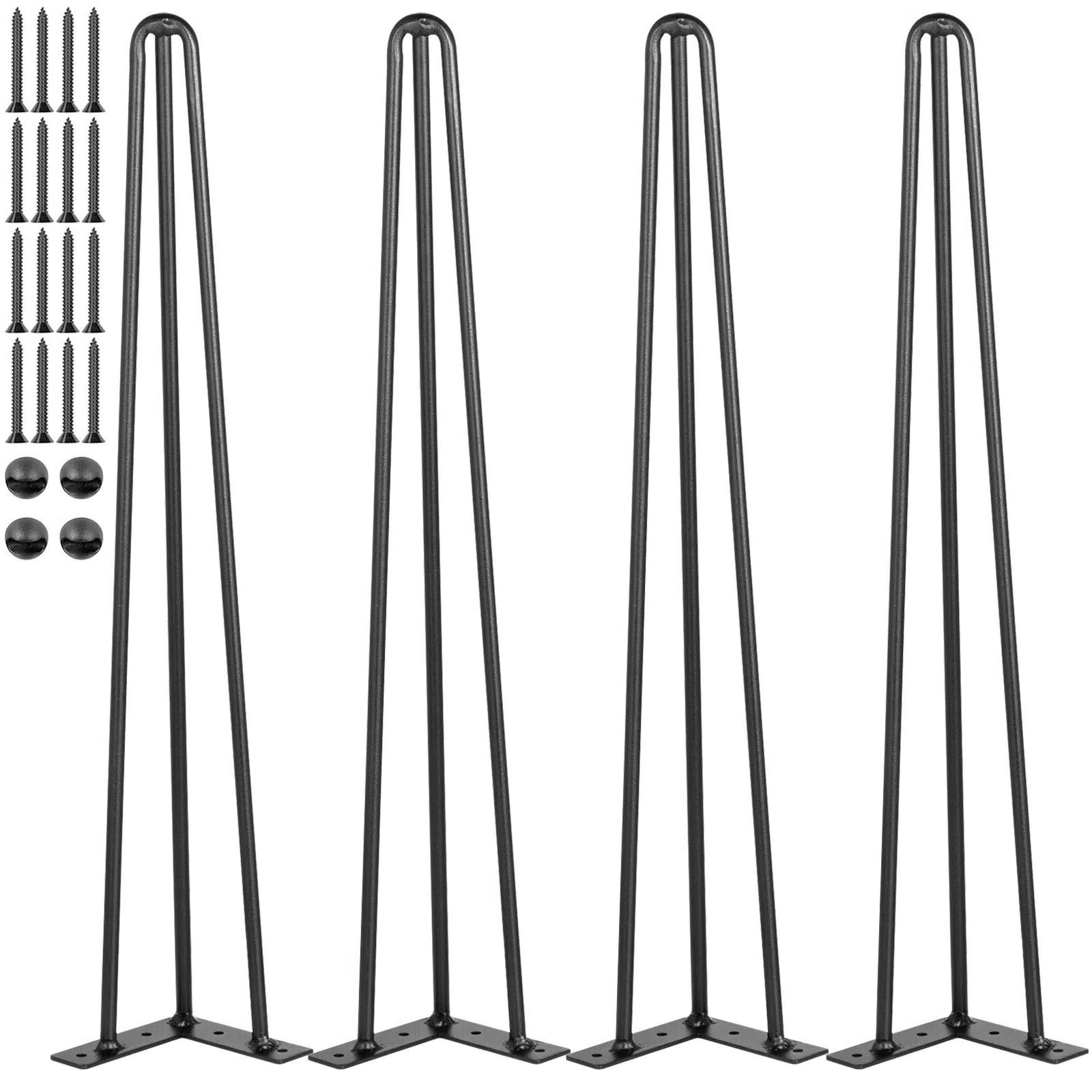 Uimoso Hairpin Table Legs 16in to 40in Coffee Table Metal Legs 3 Rods Set of 4