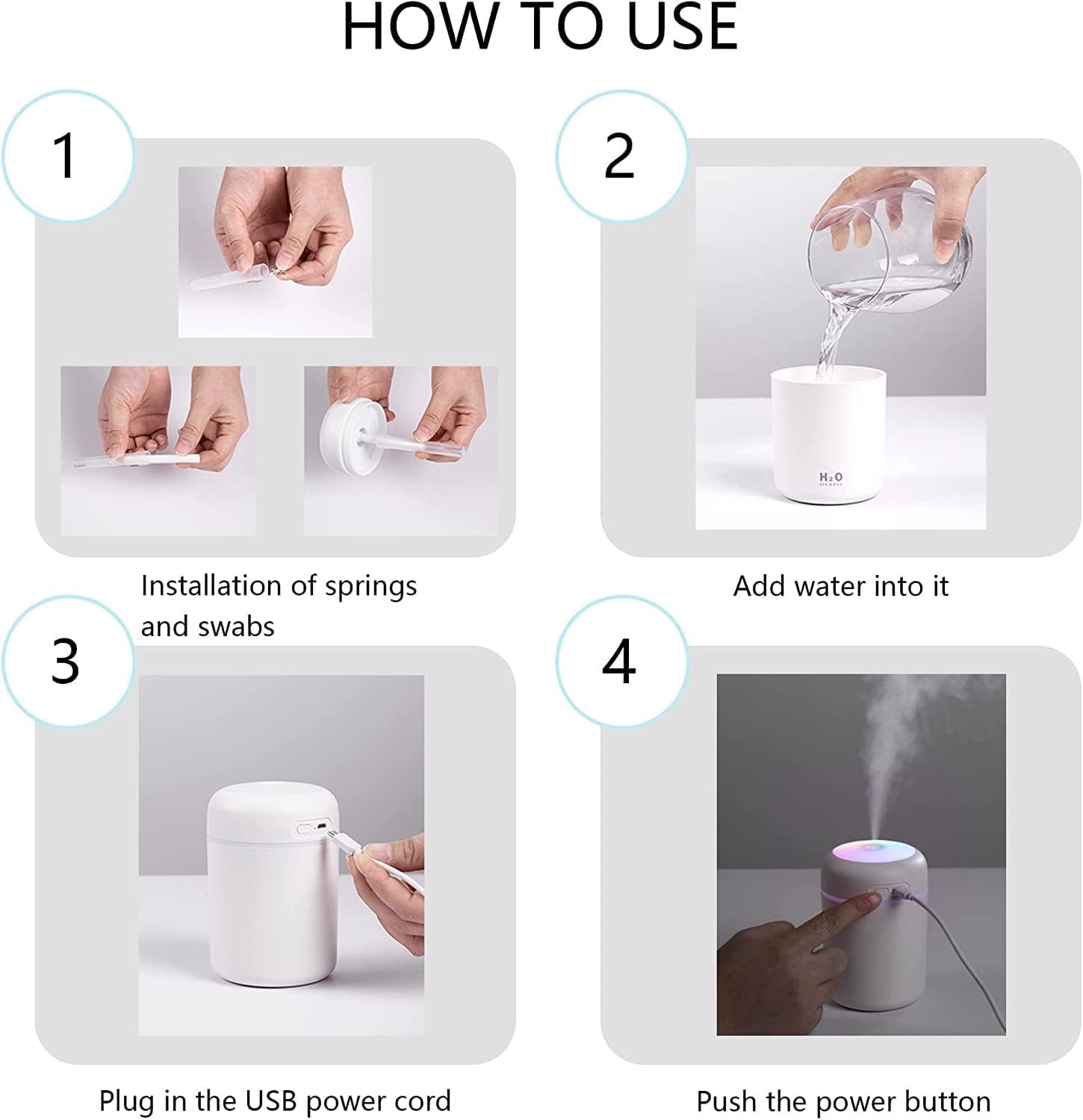 Portable USB Mini Humidifier Car Air Purifier Oil Aroma Diffuser Cool Mist 300ML
