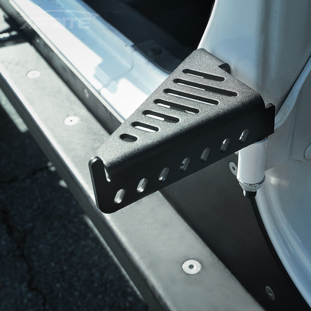 Black Steel Exterior Door Hinge Front Foot Pegs Rest for 07-18 Jeep Wrangler JK