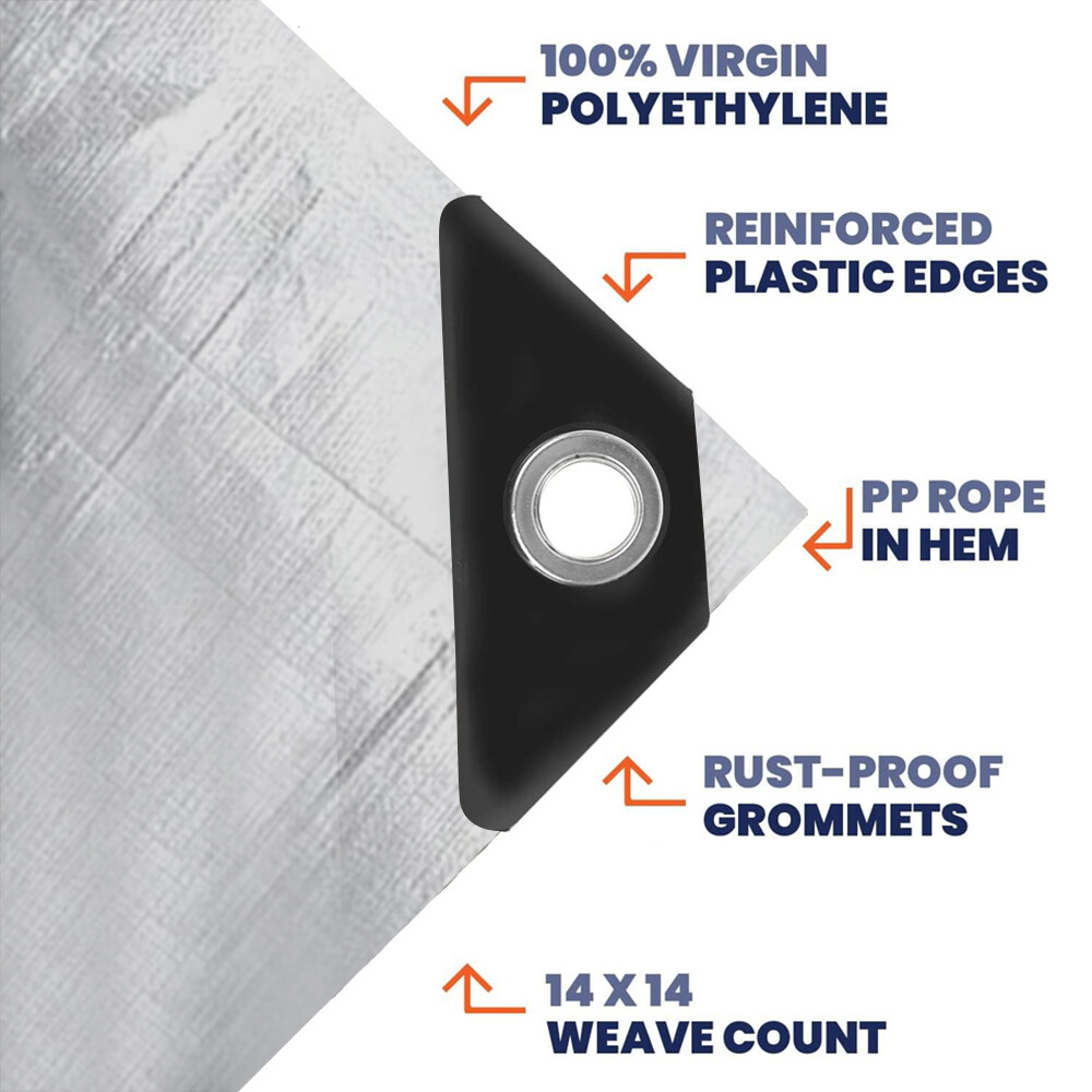 18 Mil 16 Mil True Finished Size Heavy Duty Poly Tarp Cover Waterproof Tarpaulin