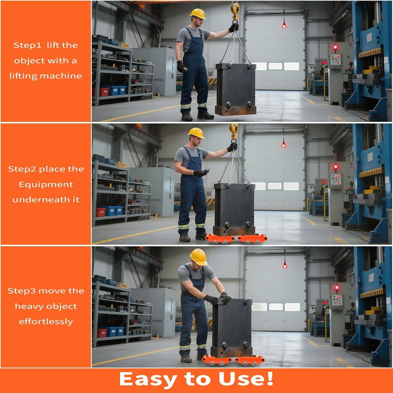 4PCS Machinery Mover 6/8/12 Ton Heavy Duty Machine Dolly Equipment Roller Skates