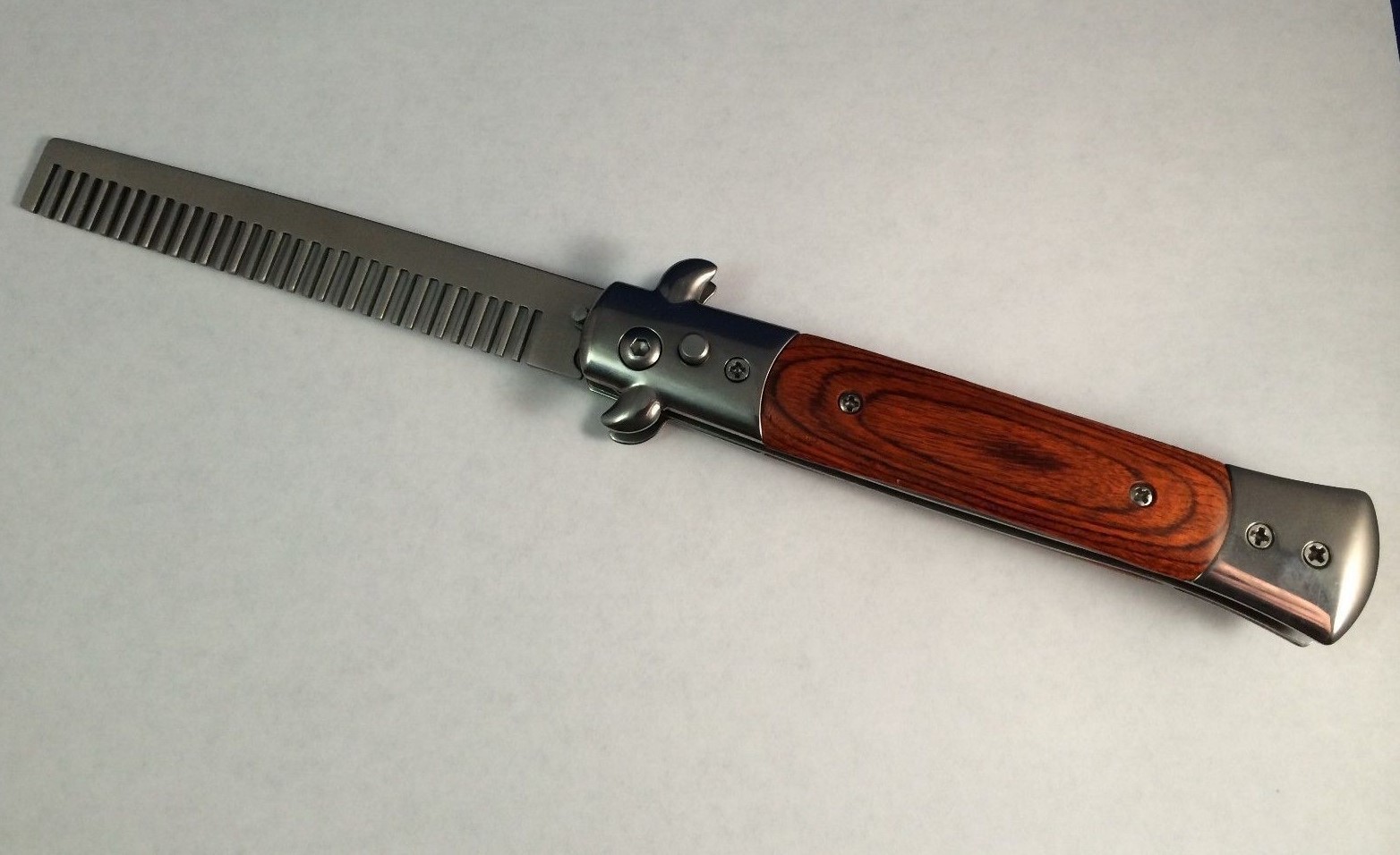 Wood SWITCHBLADE COMB Italian Stiletto Style Knife Automatic Switch Blade Toy!!