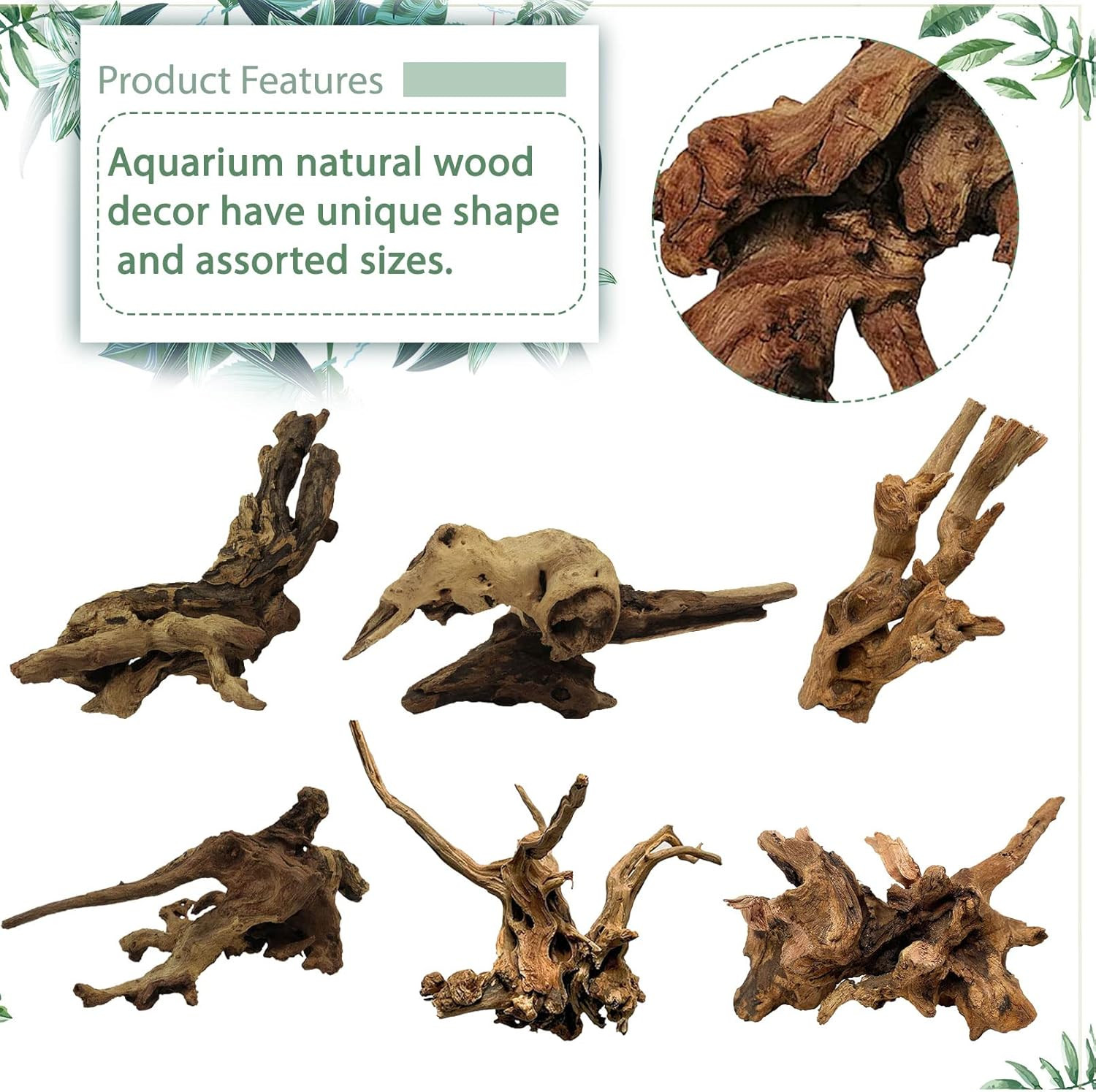 Natural Driftwood for Aquarium Decor-9-14 Assorted Large Driftwood,Fish Tank Dri