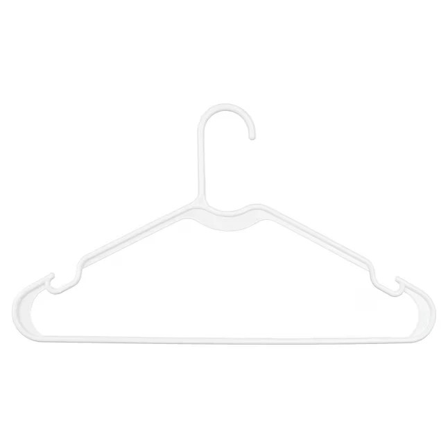 Heavy-Duty Non-Slip Plastic Clothes Hangers with Double Hooks White 10 Pack