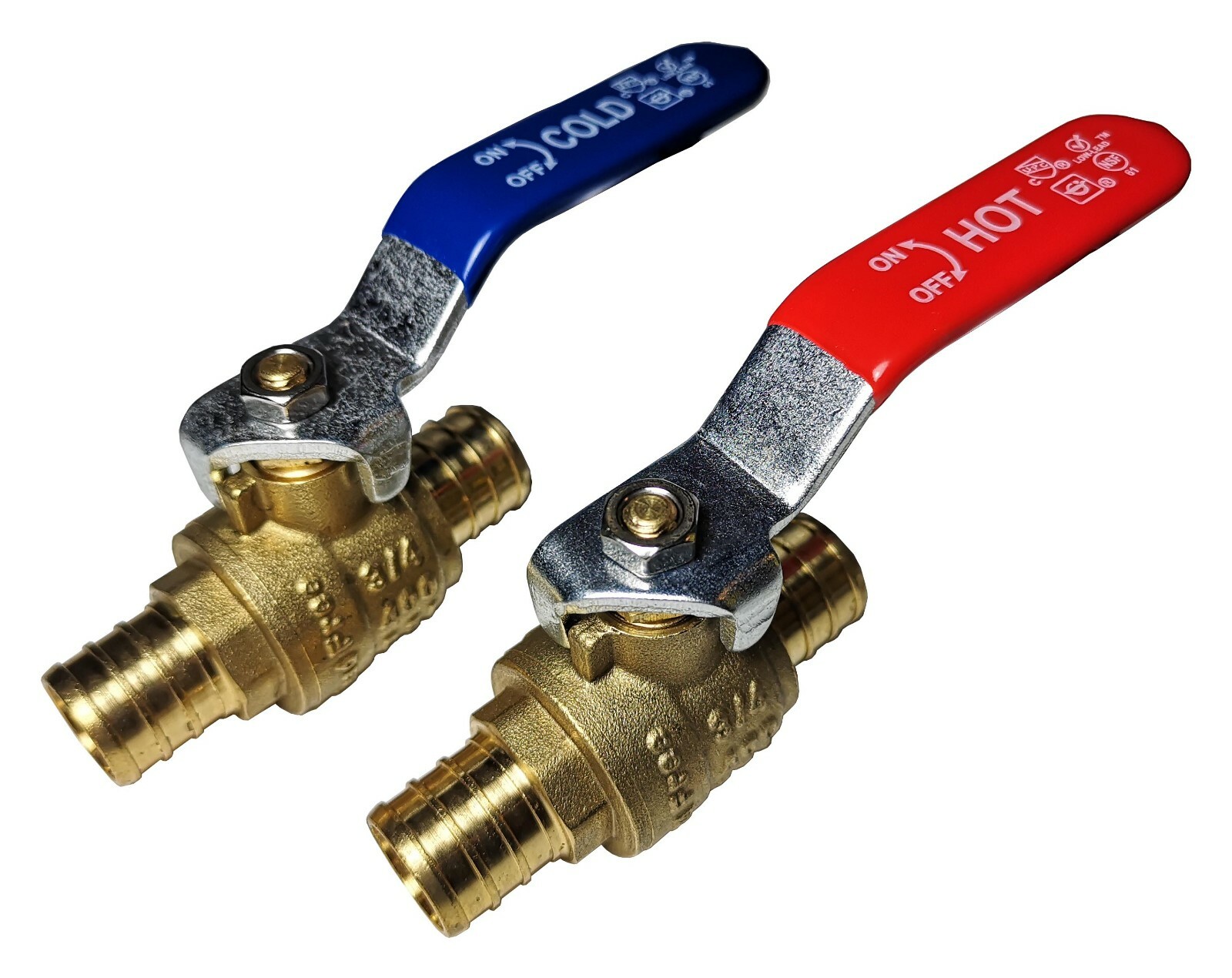 2 PIECES 3/4" PEX SHUT OFF BALL VALVE, FULL PORT, LEAD FREE BRASS, HOT AND COLD