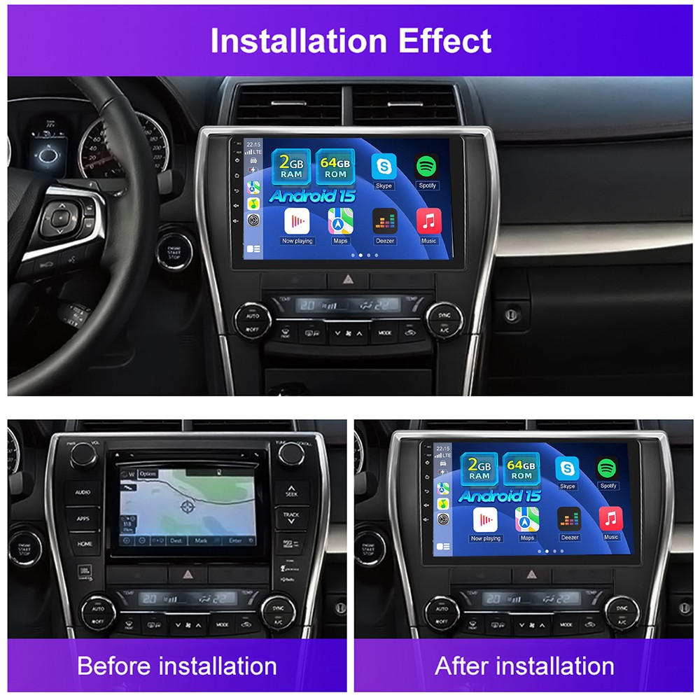 Apple Carplay For Toyota Camry 2015 2016 2017 Car Stereo Radio 10" Android 15