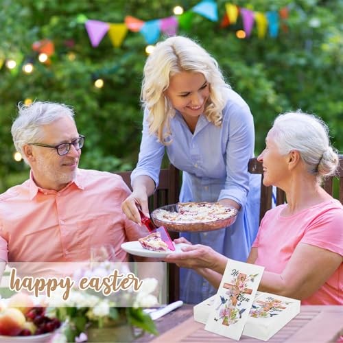 100 Pcs He Is Risen Napkins Bulk Spring Easter Dinner Napkins Jesus Cross