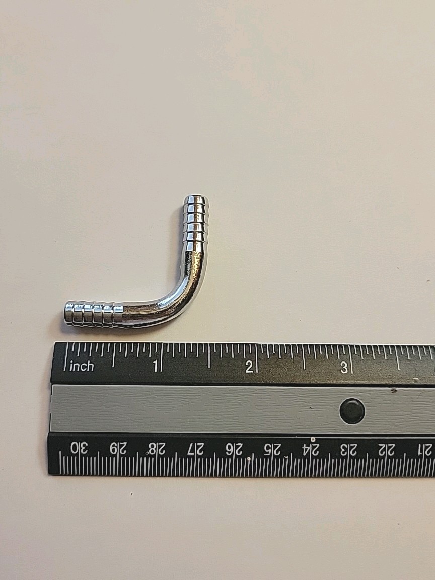 1/4 Stainless Steel 90 Degree Elbow Fitting Barb, Fits 1/4" ID Tubing, 2-pack
