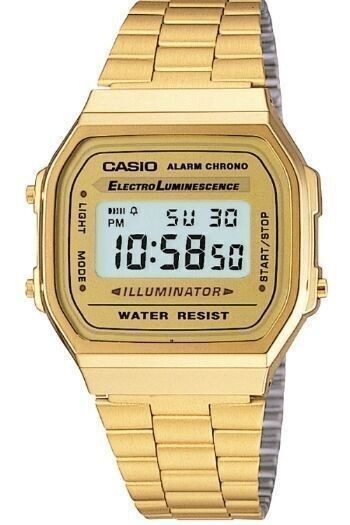 USA MEN'S GOLD TONE STAINLESS STEEL DIGITAL WATCH A168WG CASIO-New