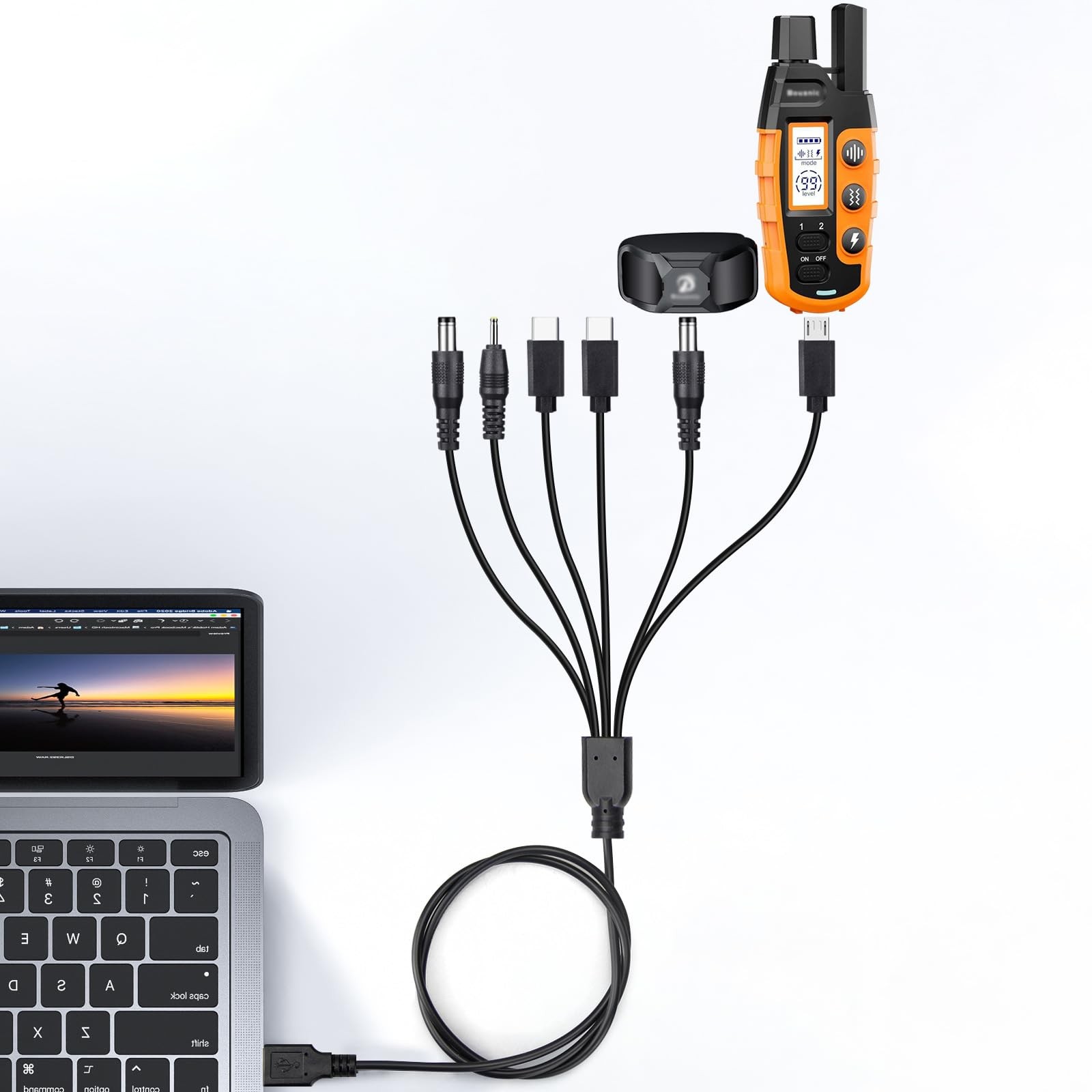 Charger for Bousnic Dog Shock 3.3 ft cable with 6 charging ports, Black