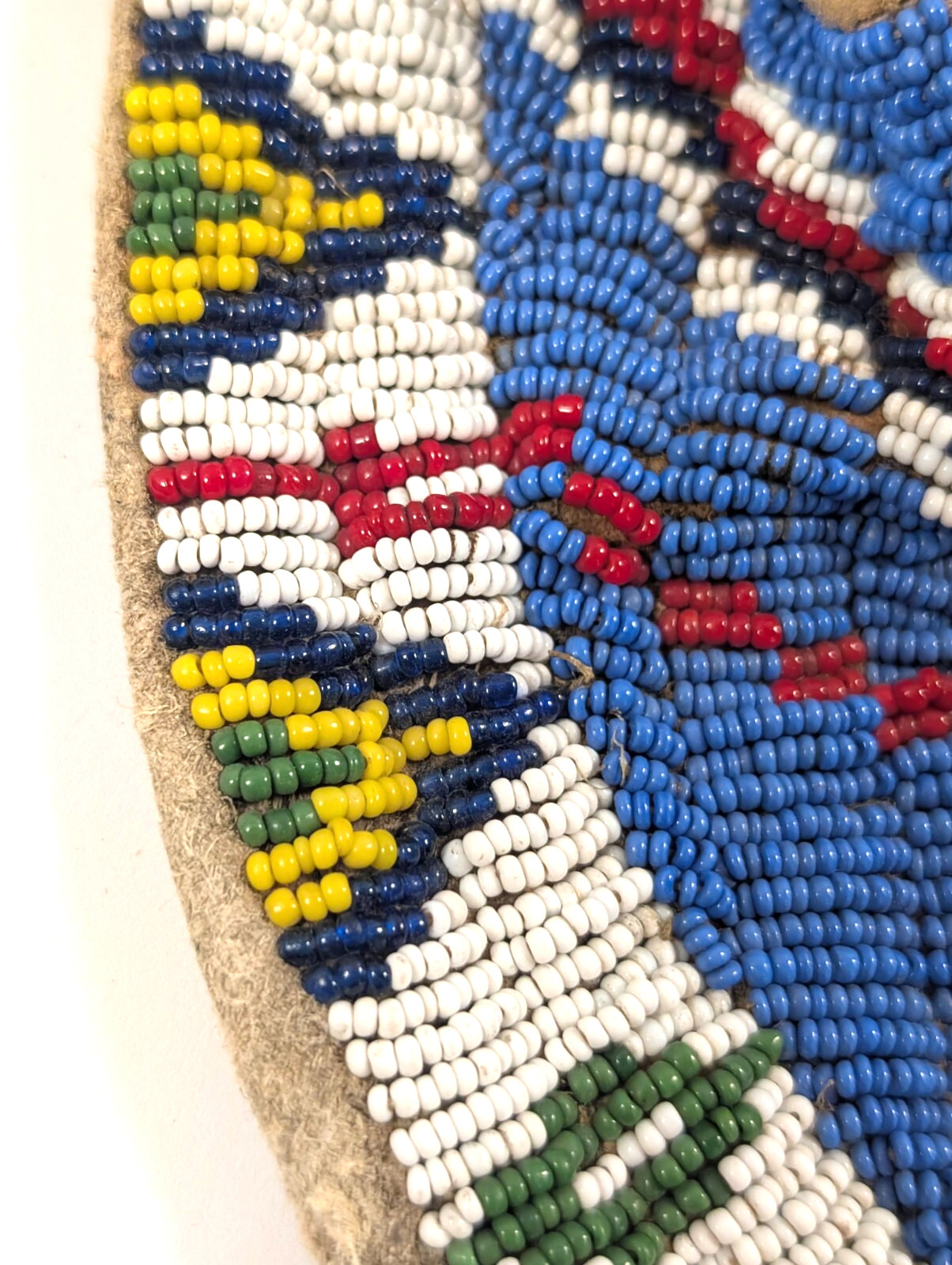 Antique Lakota Sioux Beaded Moccasin SINGLE, Fully Beaded Sole, Trade Cloth Trim