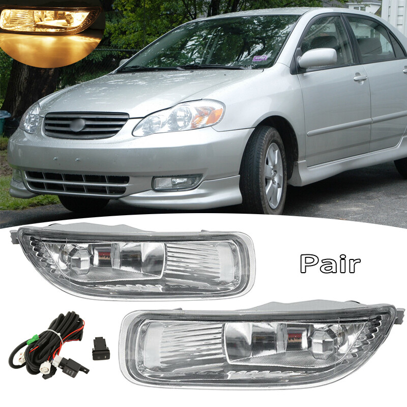 For 2003 2004 Toyota Corolla Halogen Driving Fog Lights Lamps w/Switch Wiring