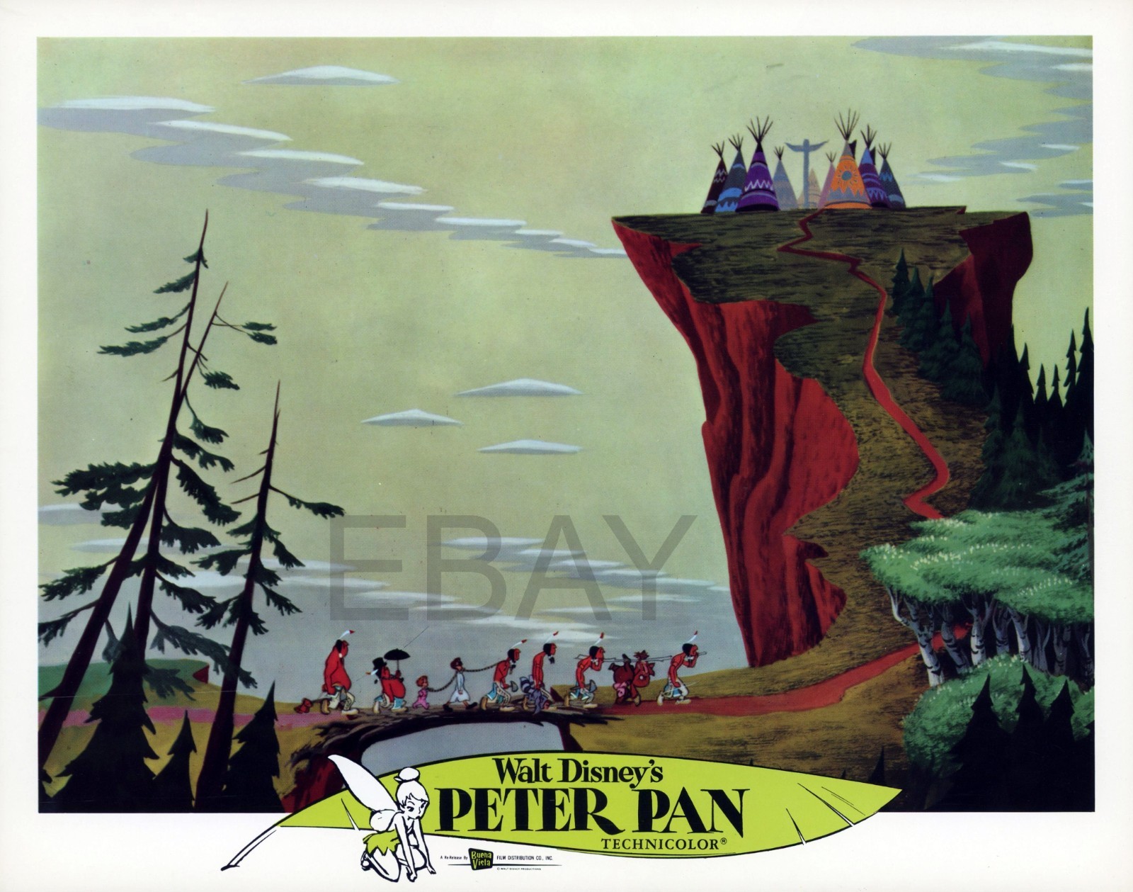 Disney PETER PAN (R1976) - Vintage 11x14 lobby card set 9 + orig envelope NICE!