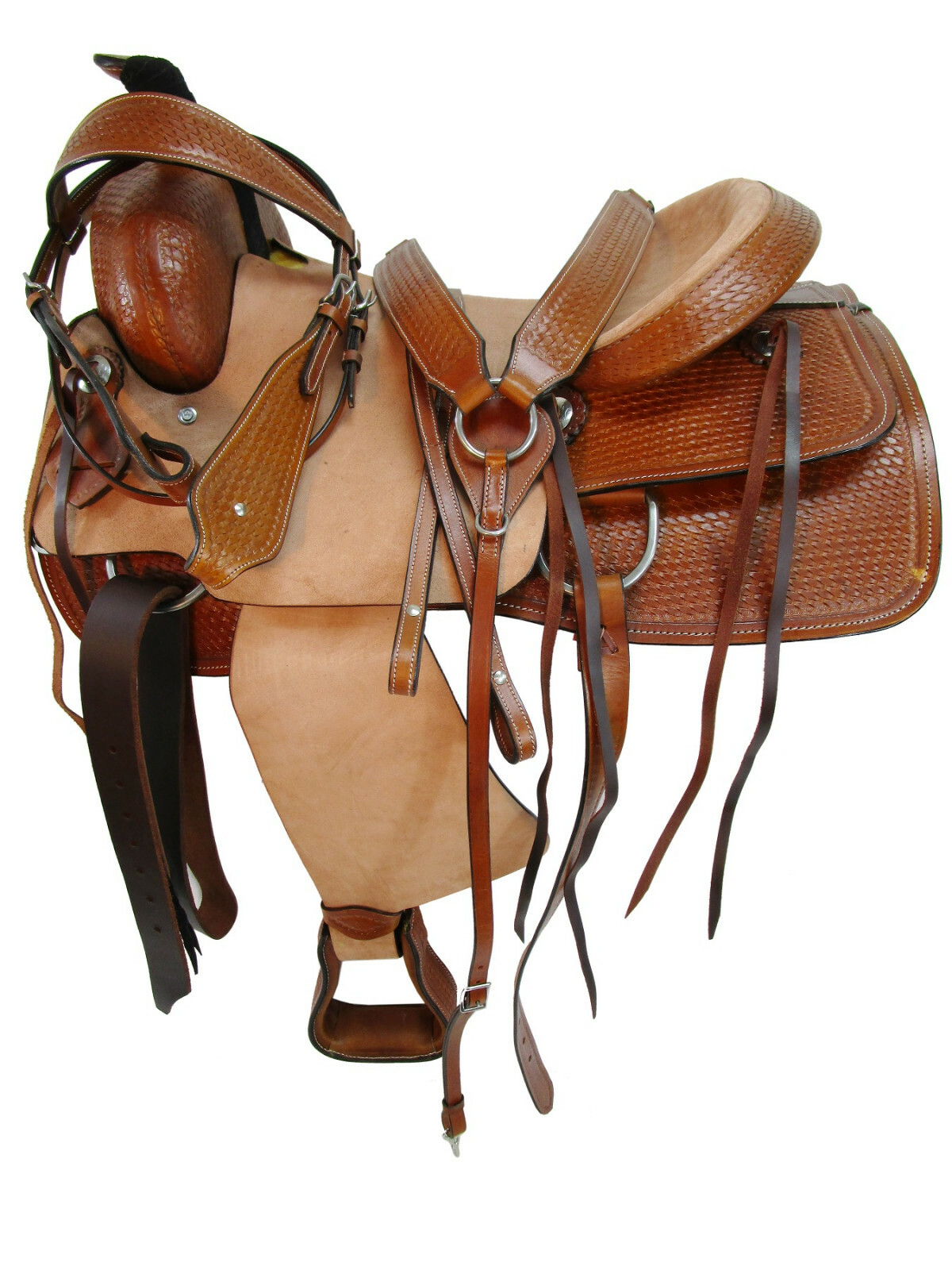 RODEO WESTERN SADDLE 16 17 HORSE RANCH ROPING ROPER TOOLED LEATHER TACK SET