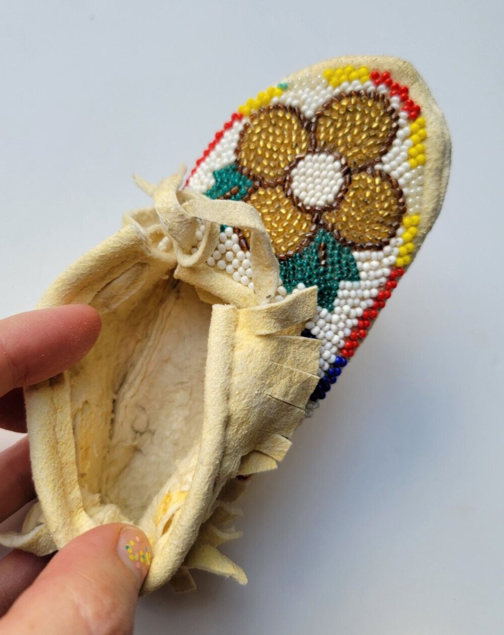 MODERN Beaded Multicolored Indian Floral Child Moccasins Native Beadwork