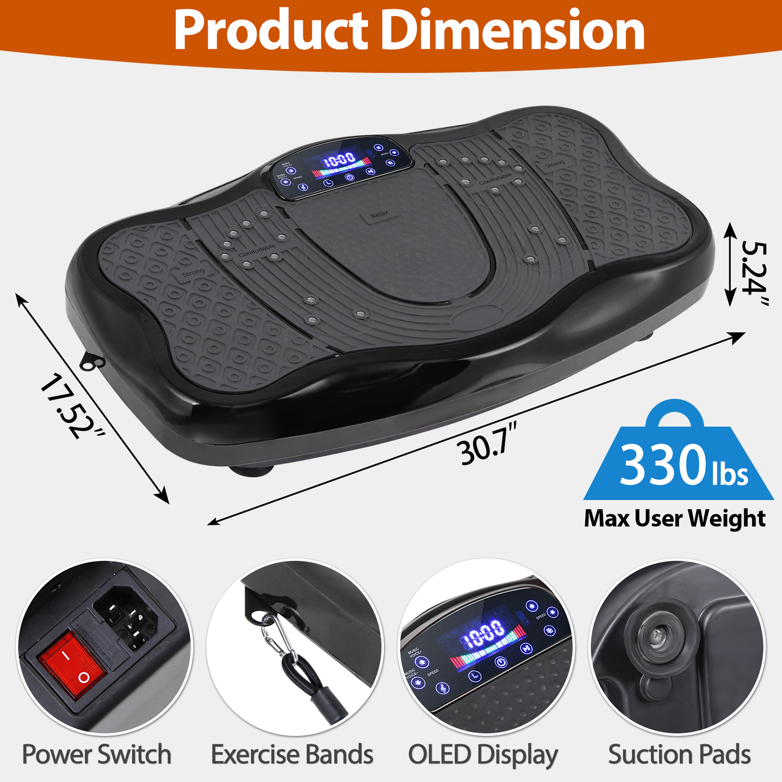 Vibration Platform Lymphatic Drainage Machine for Weight Loss Workout Black