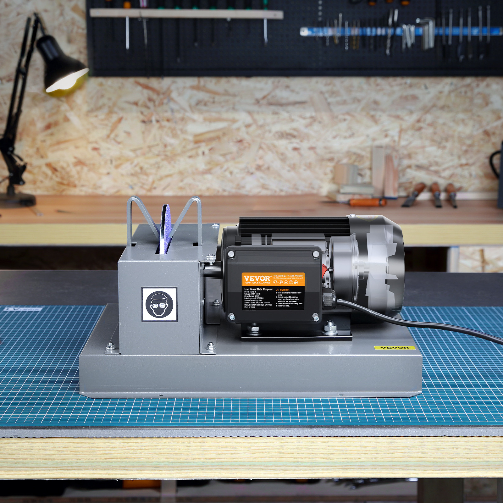 Lawn Mower Blade Sharpener 2/3HP 500W with 7-inch Ceramic Grinding Wheel