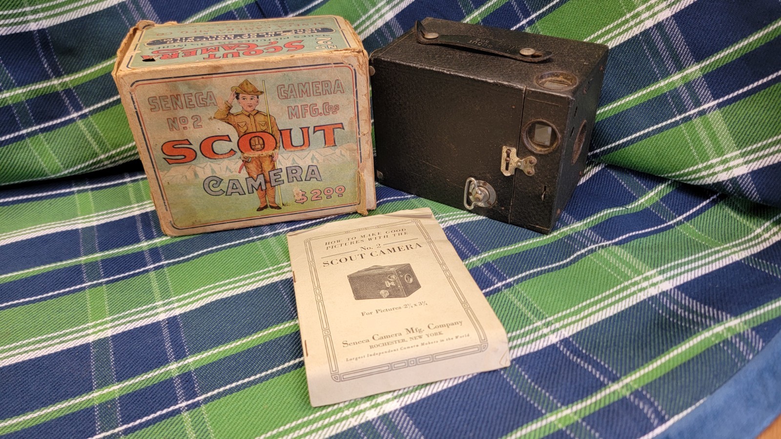 Vintage Seneca No. 2 Scout Camera in Original Box And Manual