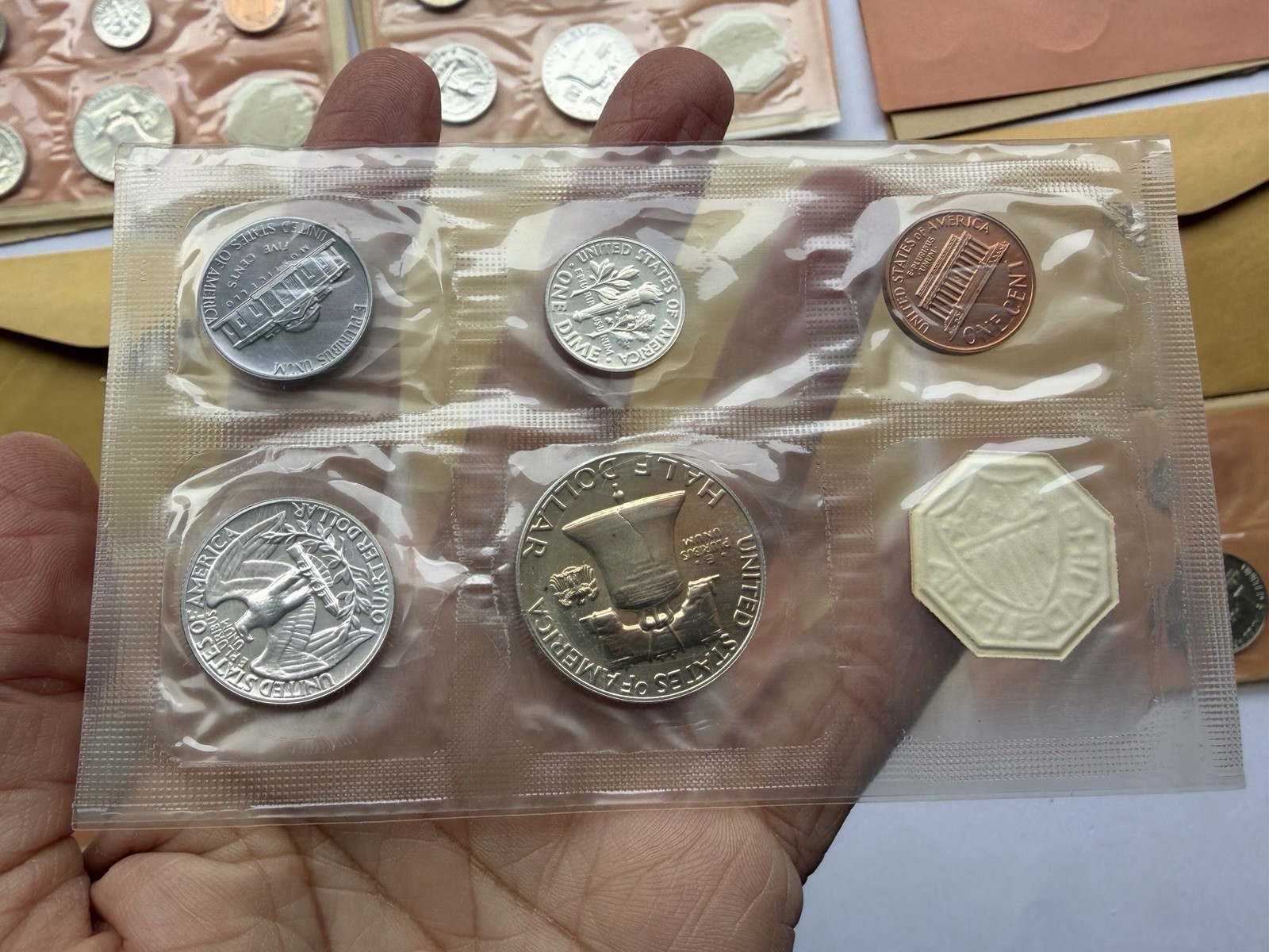 FRANKLIN HALF 1963 P U.S. MINT 90% SILVER PROOF SET 5 COINS & ENVELOPE & INSERT