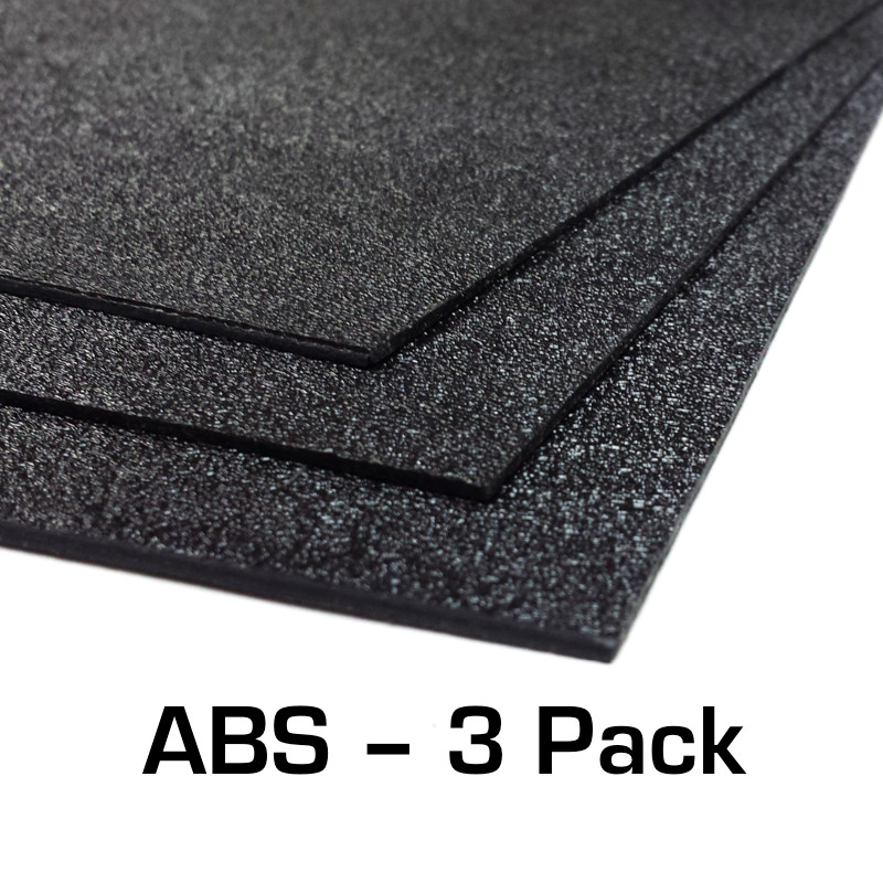 ABS Plastic Sheet 3-pack 12" X 24" X 0.0625" (1/16") 3 Pack - Black Haircell