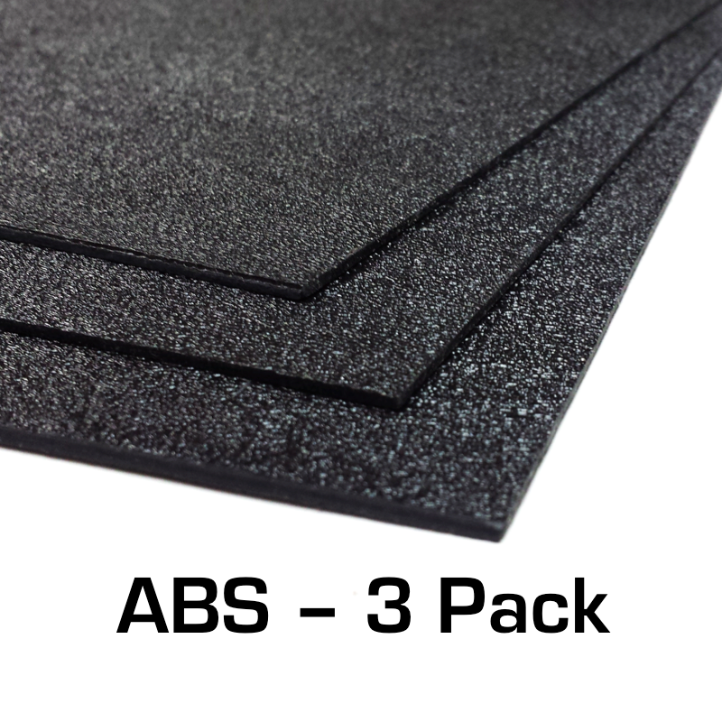 ABS Plastic Sheet 3-pack 12" X 24" X 0.0625" (1/16") 3 Pack - Black Haircell