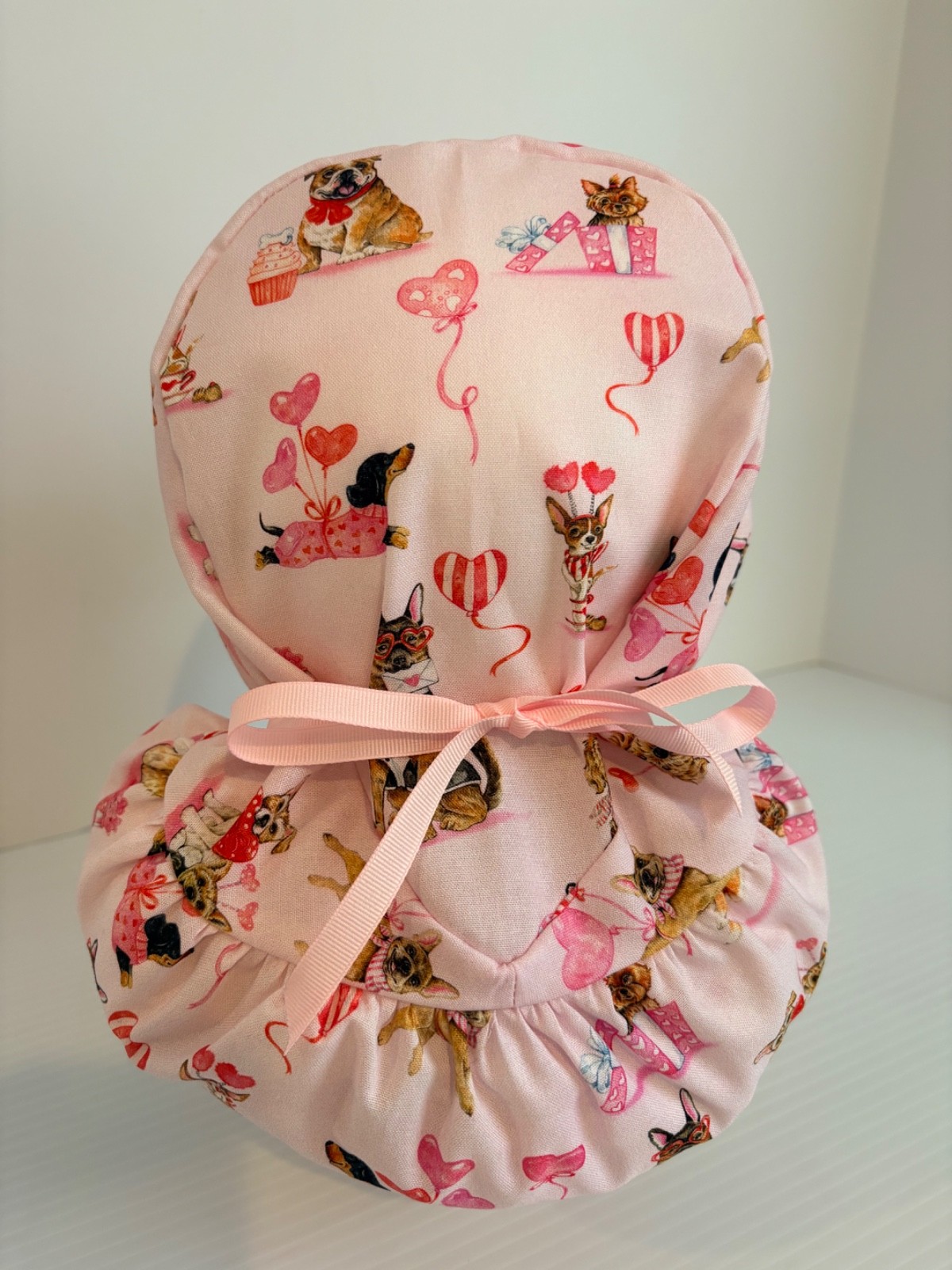 Valentine’s Day Medical Ponytail Pouch Surgery Scrub Cap Chef Hat