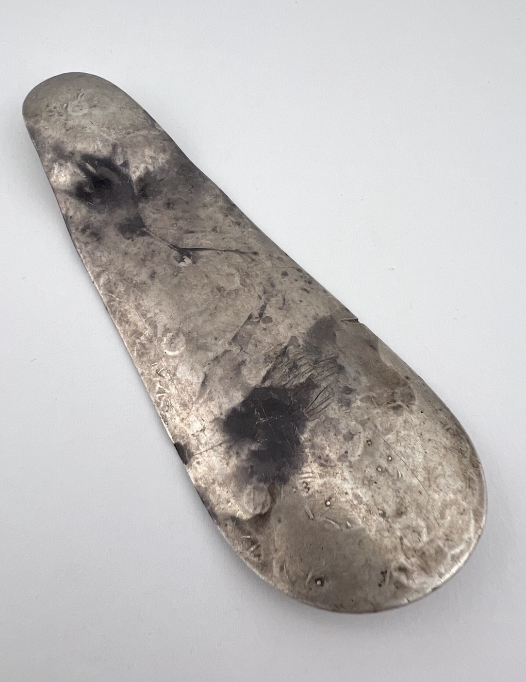 RARE EARLY Old Fred Harvey Era NAVAJO Coin Silver Detailed Stamped Shoehorn 4.5"