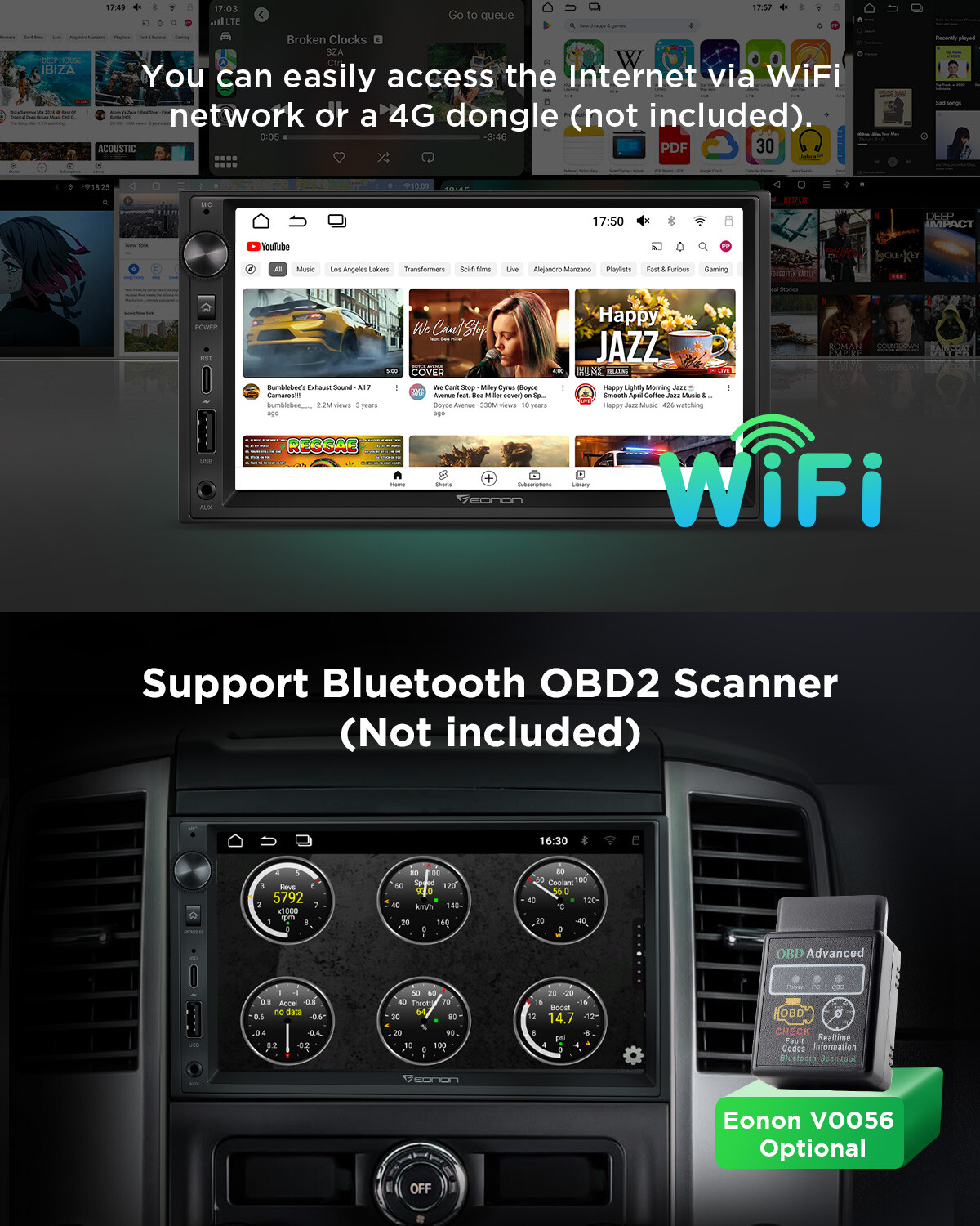 Eonon UA13 Android 13 Double 2Din 7" IPS Car Stereo Radio GPS CarPlay Audio WiFi