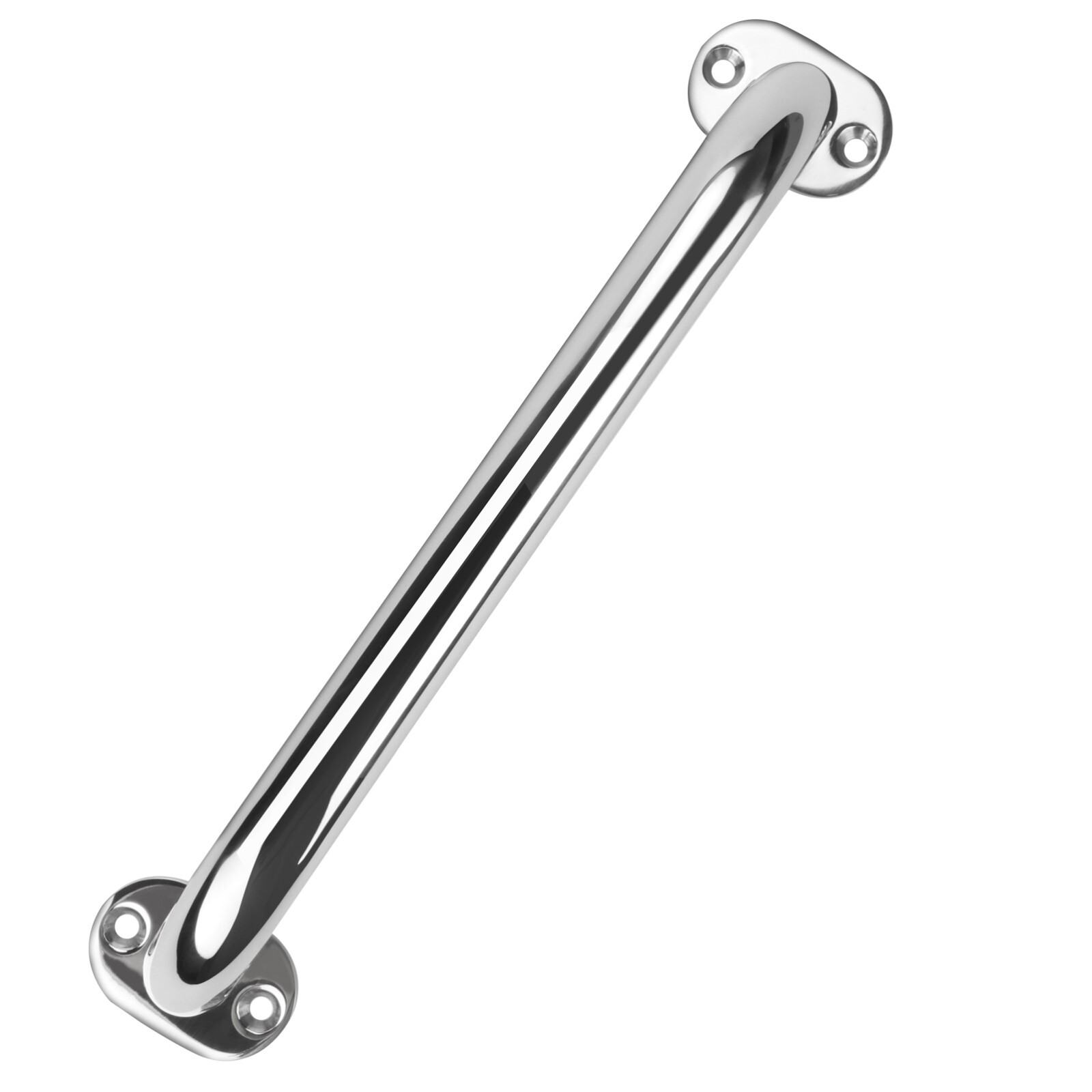 Pair Marine Boat Grab Handle Hand Rail with Flange & Stud - 12" Long Stainless
