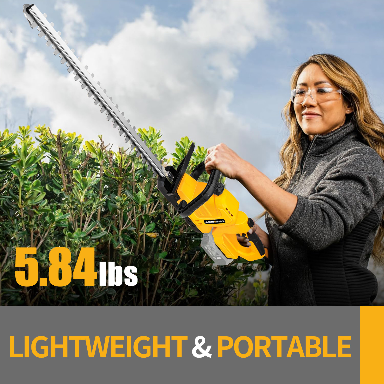 20 in. Cordless Hedge Trimmer For Dewalt 20V MAX Battery Brushless (Tool Only)