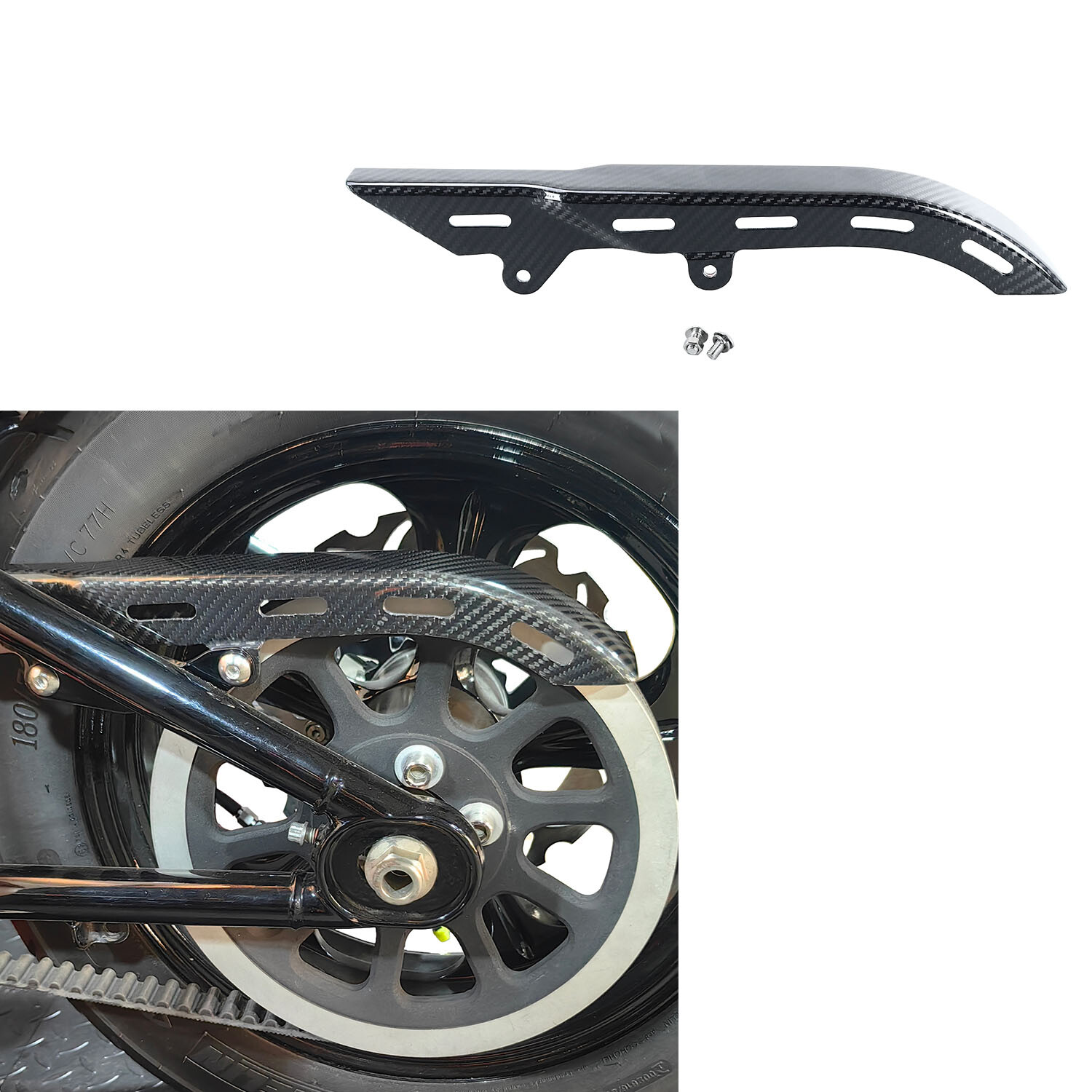 Carbon Fiber Rear Upper Belt Guard Cover for Harley 18-25 Low Rider Fat Bob FXBR