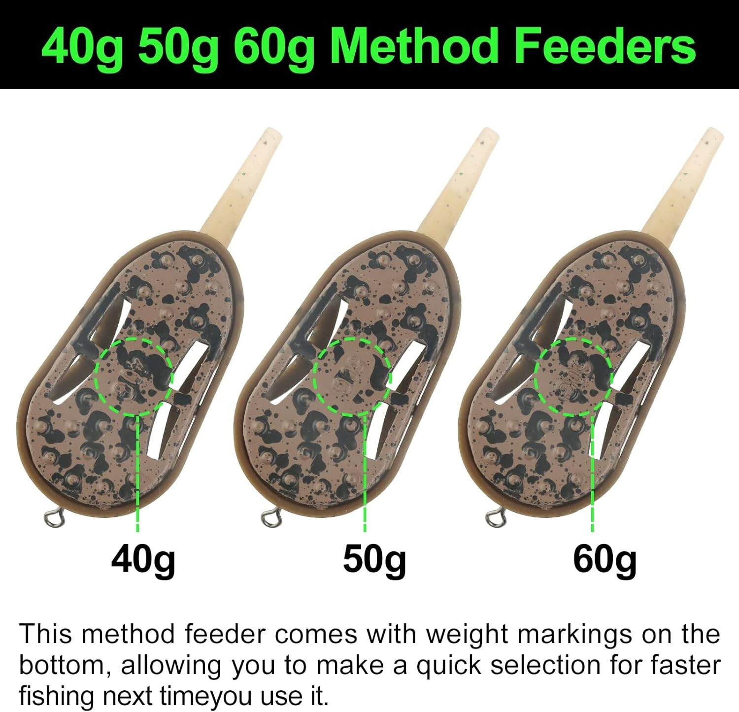 3pcs Carp Fishing Feeders Method with Fishing Weights 20g 30g 40g 50g 60g Tackle