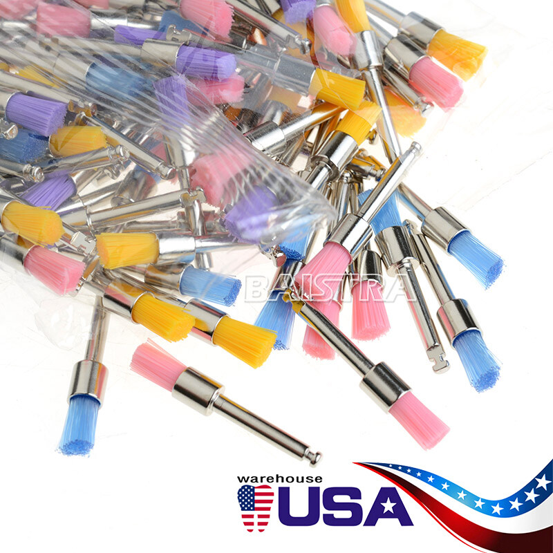 100pzas Dental Cepillos Dentales de Tazón para Pulir Tipo Plano de Nylon AZDENT