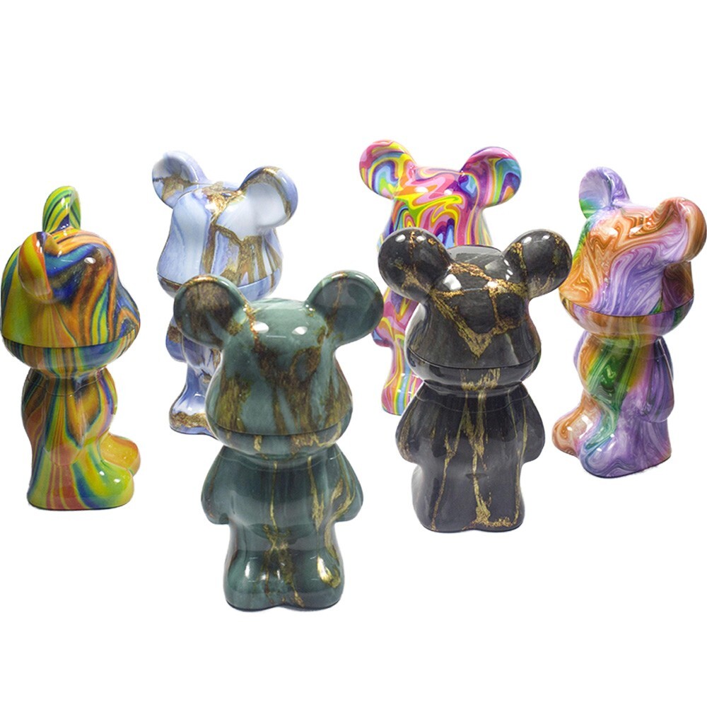 5.5" H 4 PC Cute Chubby Fluid Bear Tobacco Herb Spice Grinder Smoke Crusher