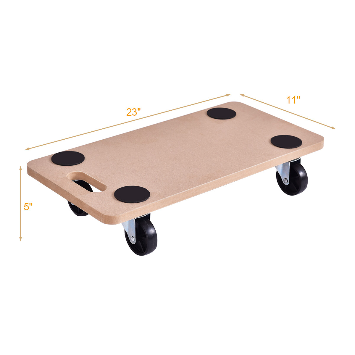 2 Pieces 440lbs Platform Dolly Rectangle Wood Utility Cart Moving Transporter