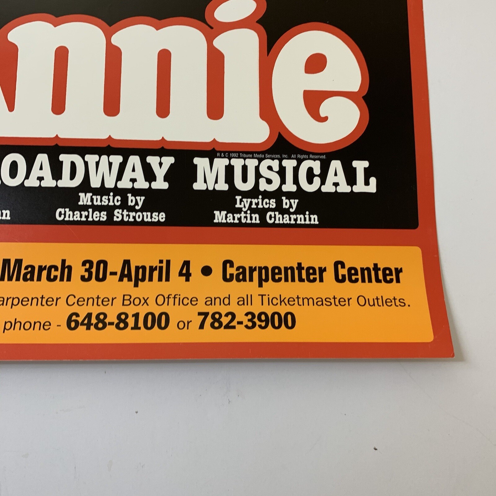 Annie Theater Broadway Window Poster 14" x 22 Marcia Lewis Schuck Carpenter 1992