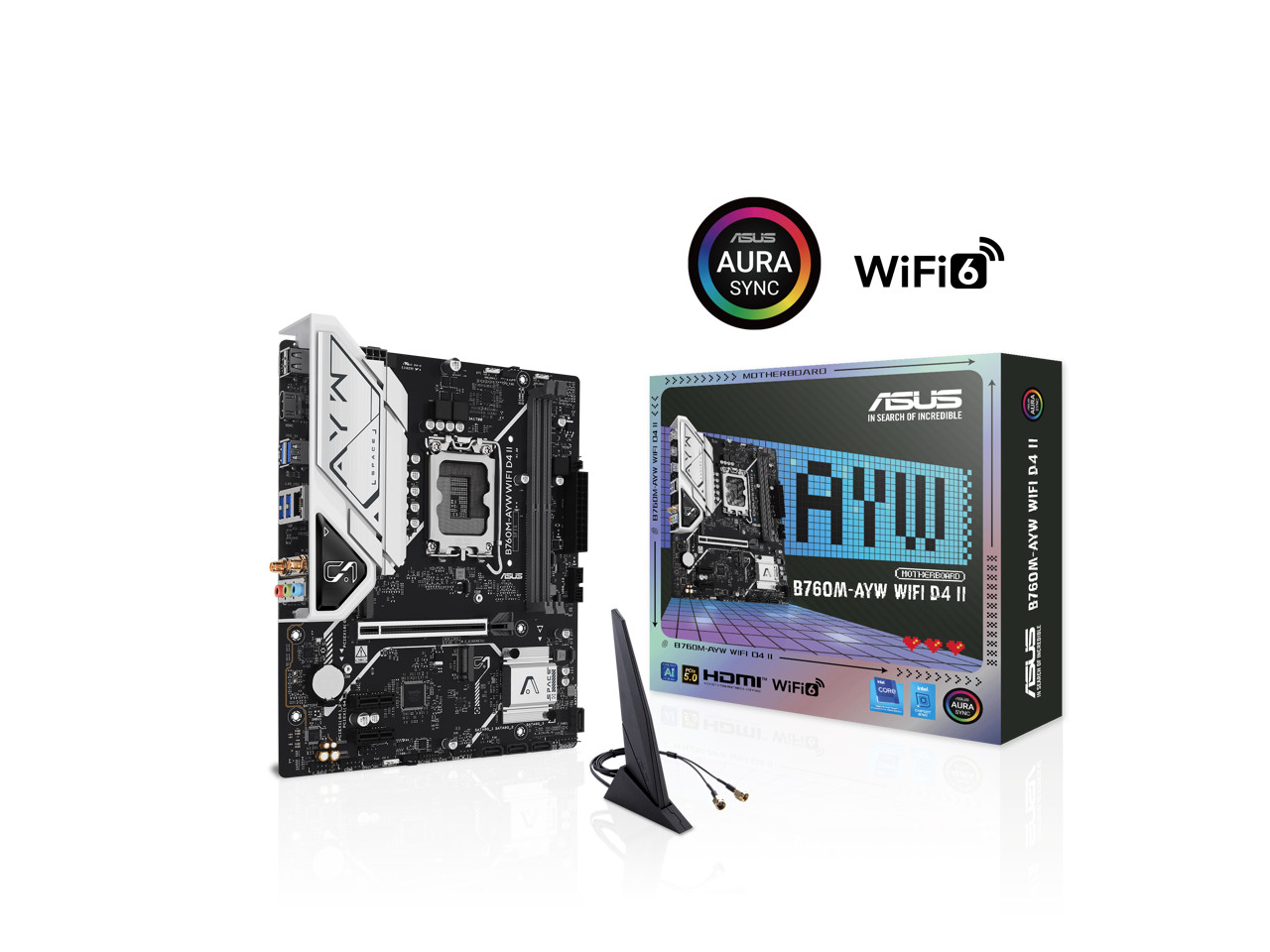ASUS B760M-AYW WIFI D4 II LGA 1700 Intel B760 Micro ATX Motherboard