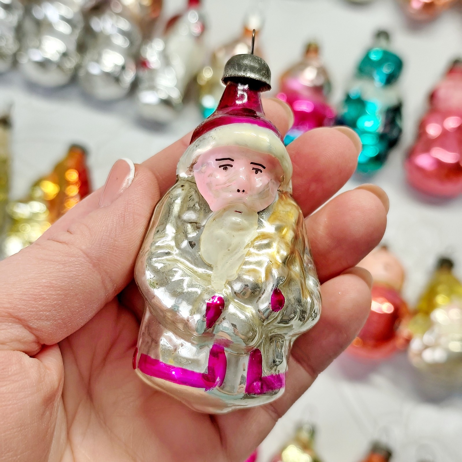 Vintage glass Christmas Ornament character animal decoration soviet USSR №728