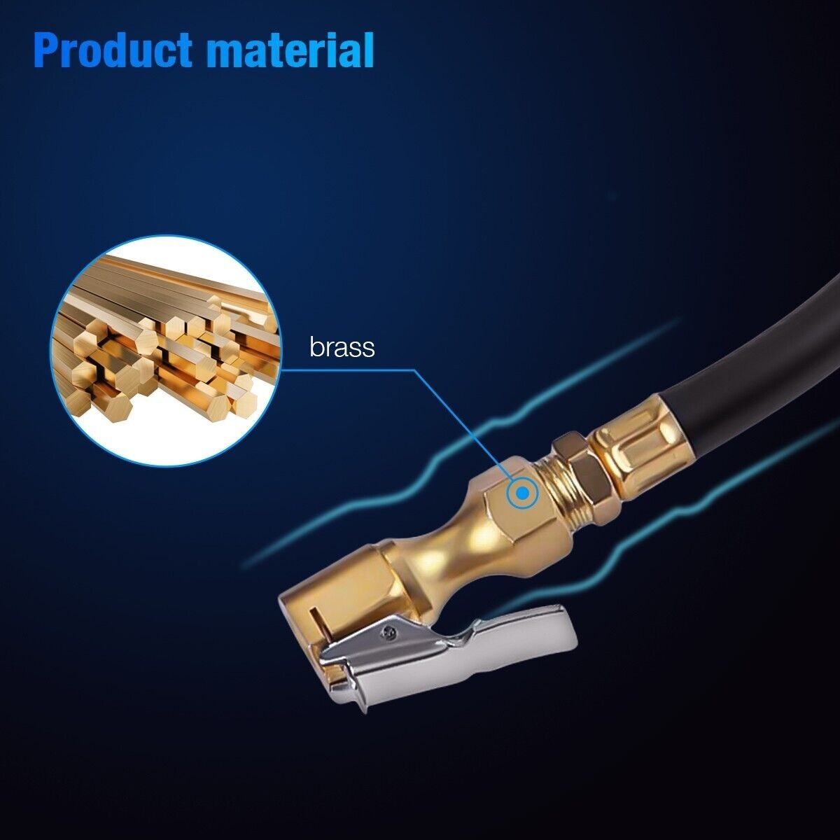 1/4" NPT Air Chuck Nozzle, Open Flow Tire Chuck, Lock on Tire Inflator Chuck