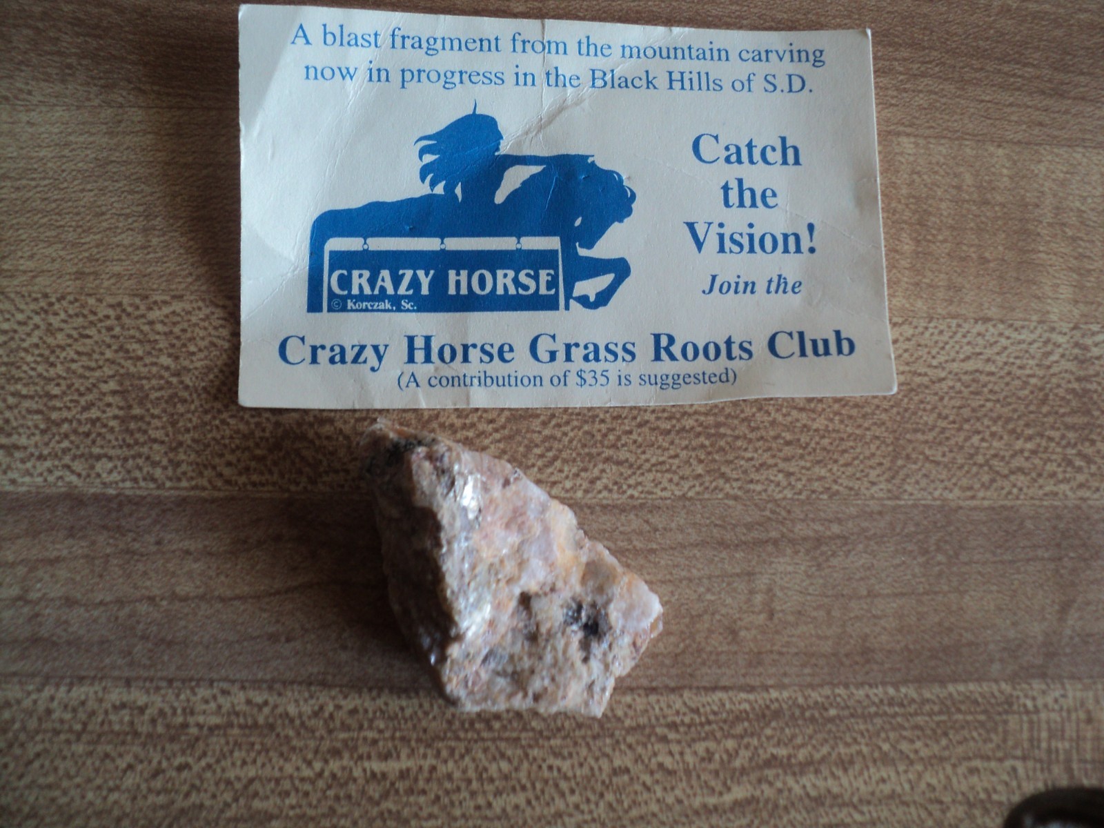 Pegmatite Granite Blast Fragment from CRAZY HORSE Memorial Black Hills SD