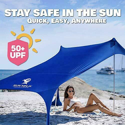SUN NINJA Pop Up Beach Tent Sun Shelter UPF50+,Ground Pegs and Stability Poles