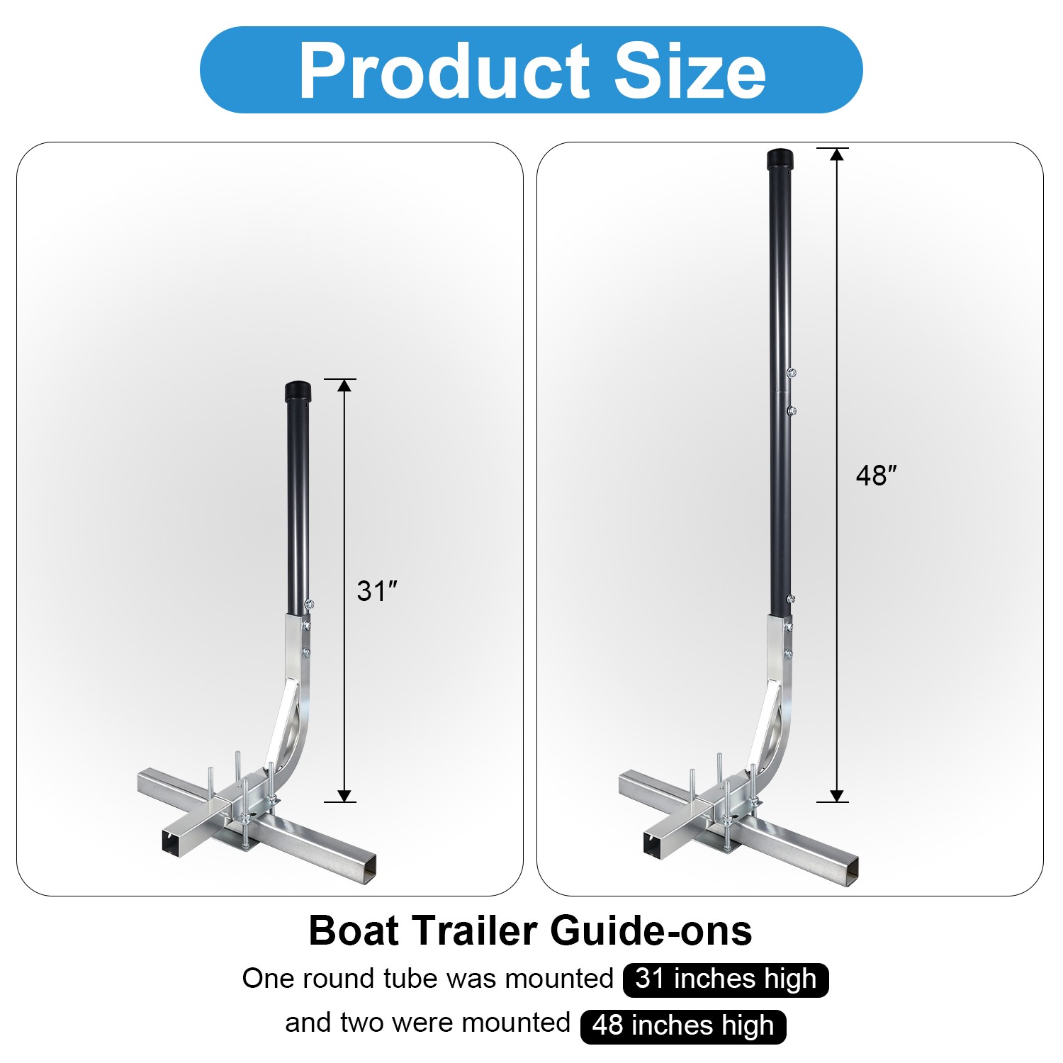 Black Boat Trailer Guide 31"-48" Adjustable , Boat Trailer Guides Poles Kits