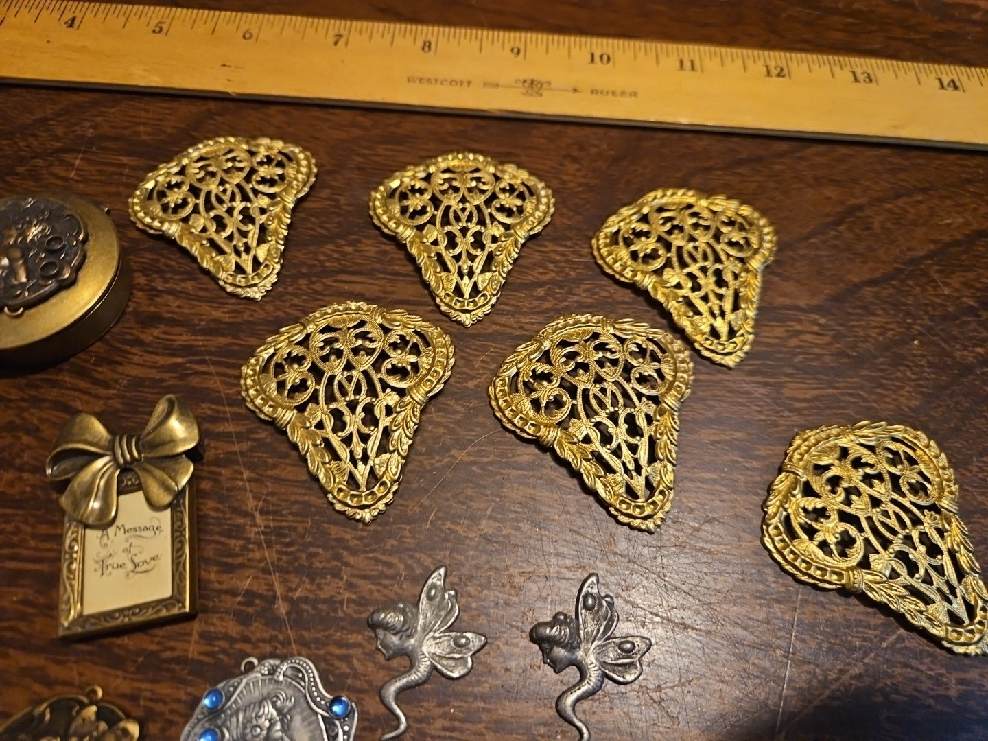 Lot Of 20 Fancy Piece Mixed France Vintage 60s Brass Stampings Findings Jewelry