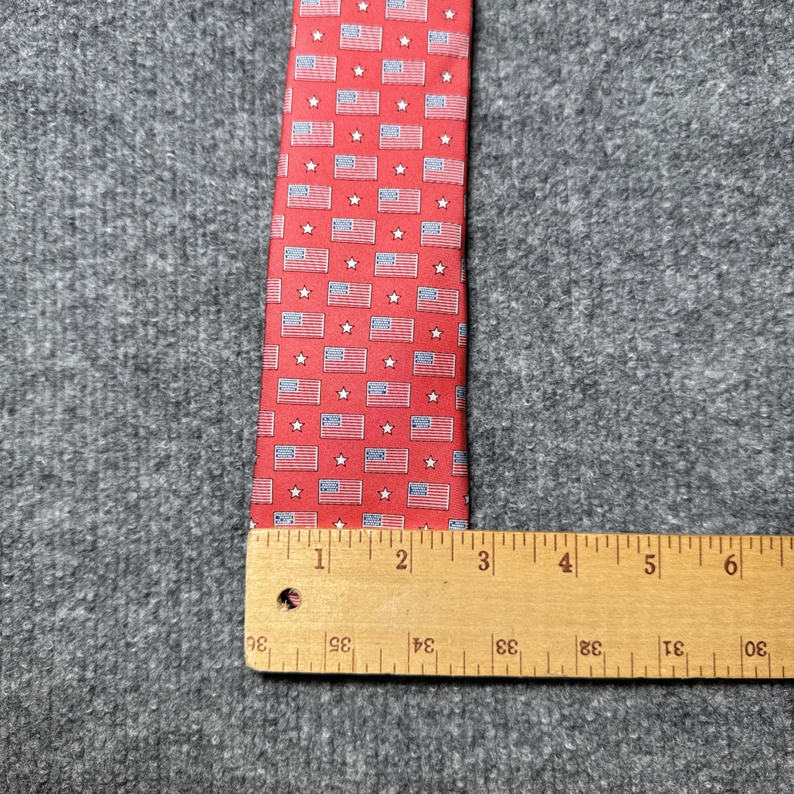 Collared Greens Youth Tie 100% Silk Red USA Flag All Over Print Hand Made in USA